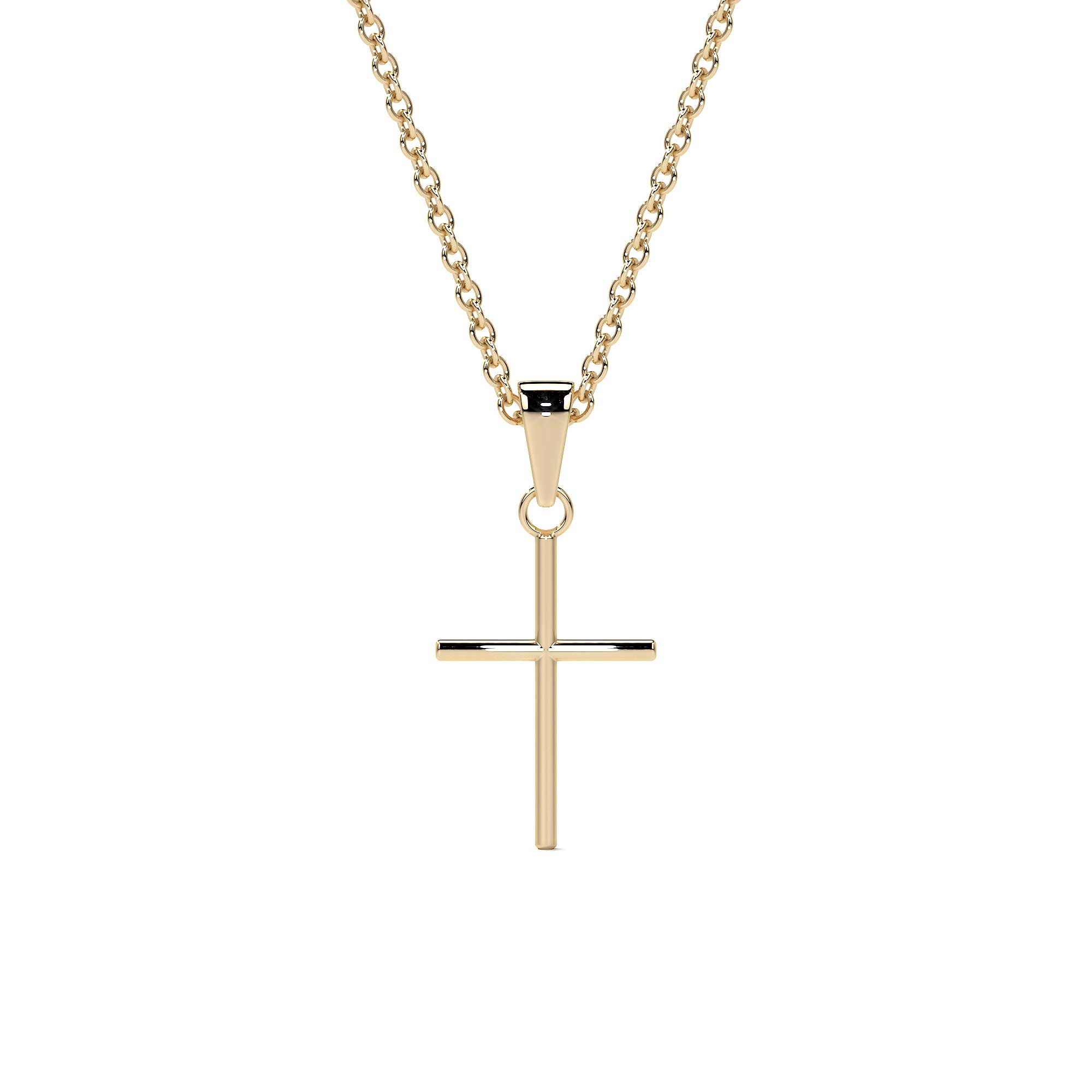 Collar De Cruz De Tubo De Oro De 10k