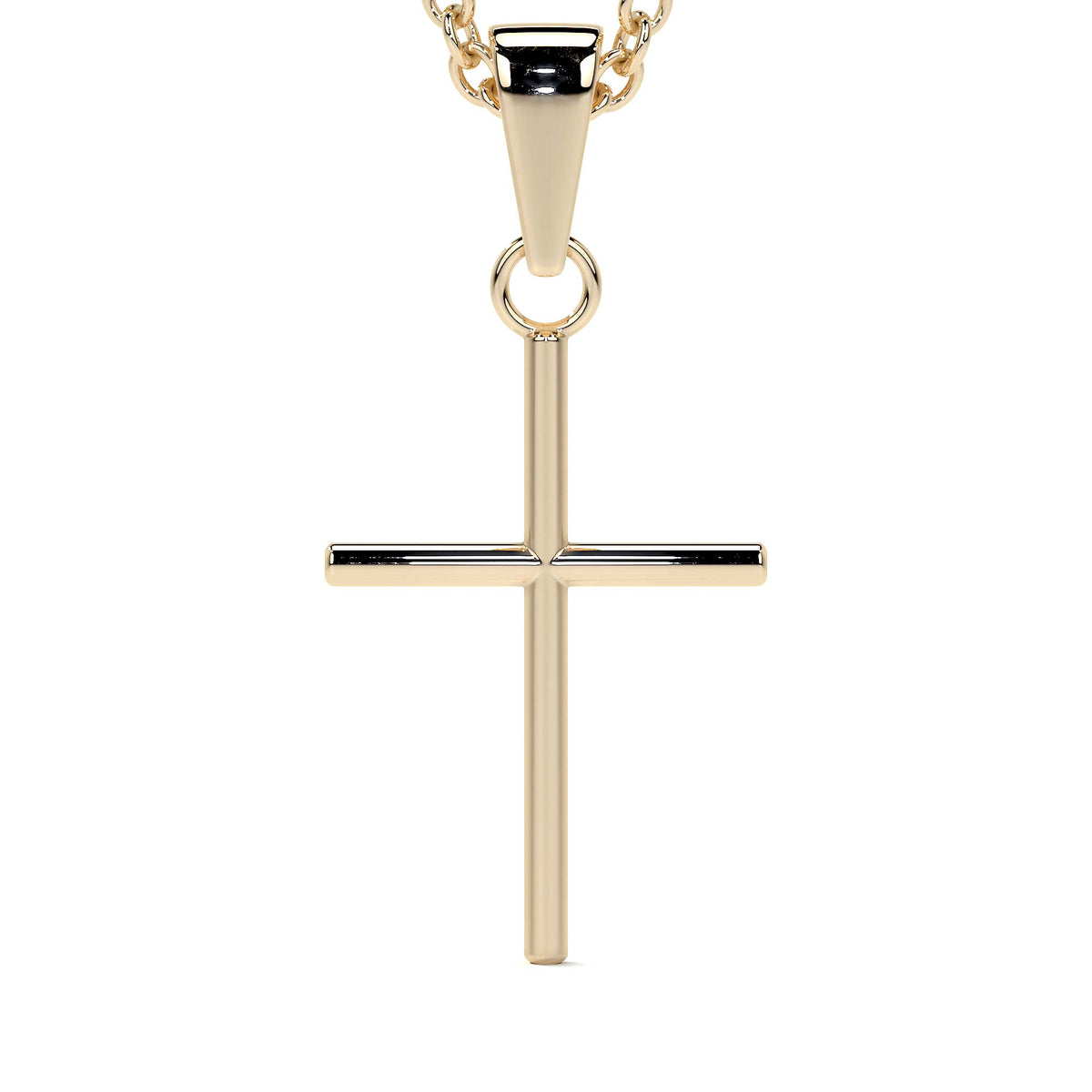 Dije De Cruz De Tubo De Oro De 14k