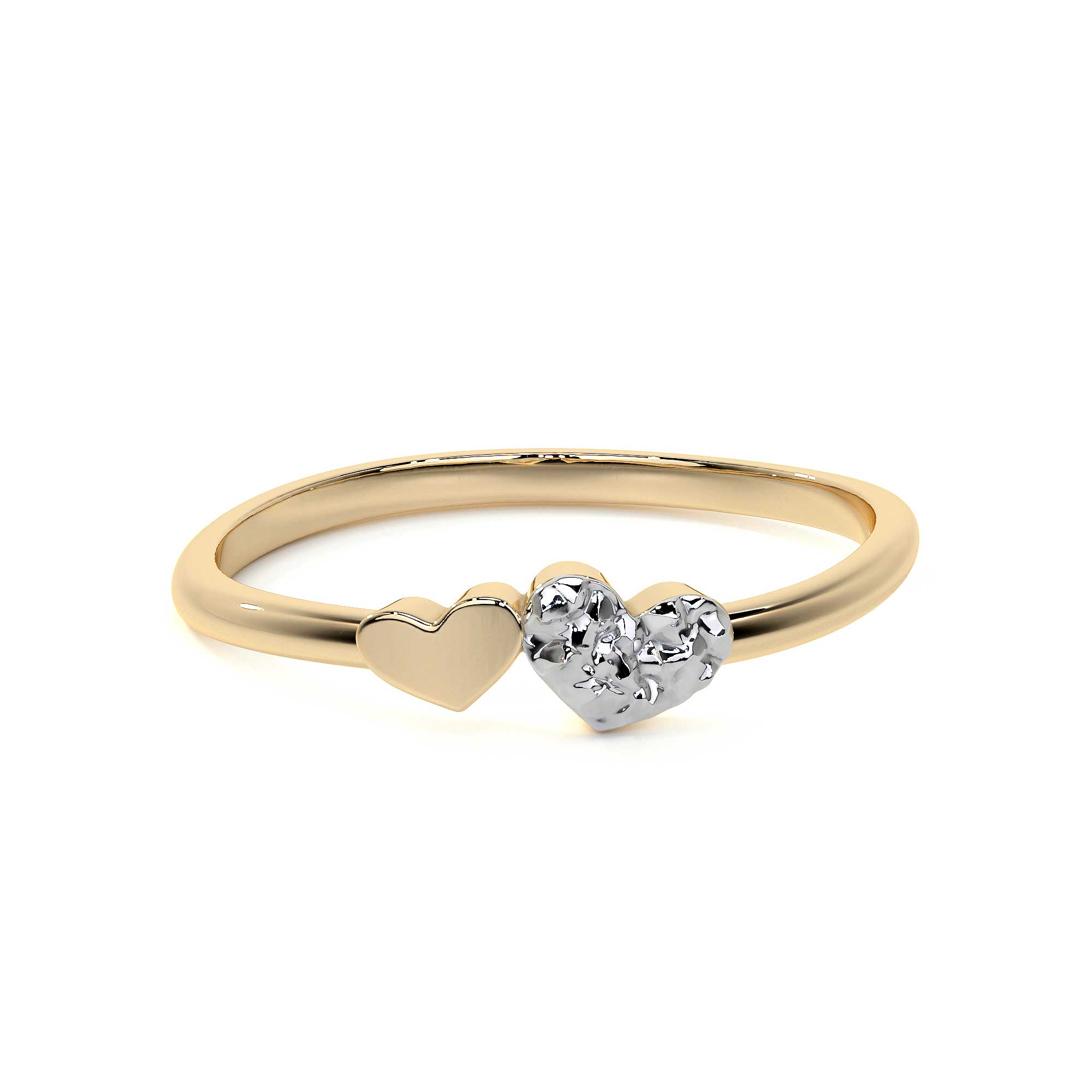 Anillo De Oro 14k Con Corazón Rodinado