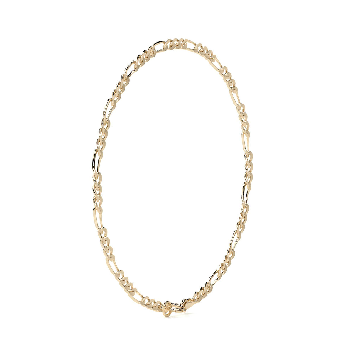 Pulsera De Oro 14k Figaro Solida De 18.5 Cm Calibre 2mm