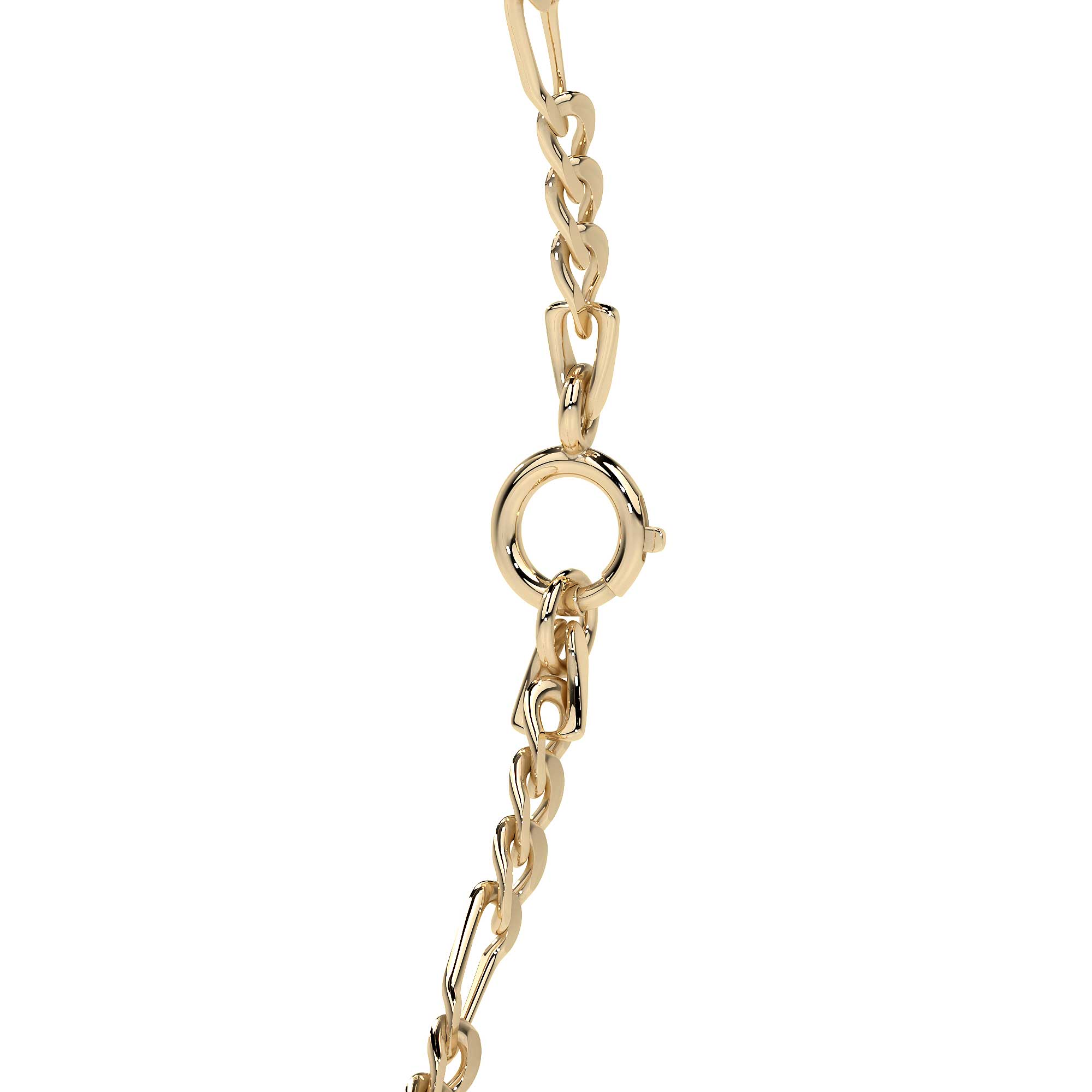 Cadena De Oro Italiano 10k Figaro 3x1 Pave 45 Cm 2.6mm
