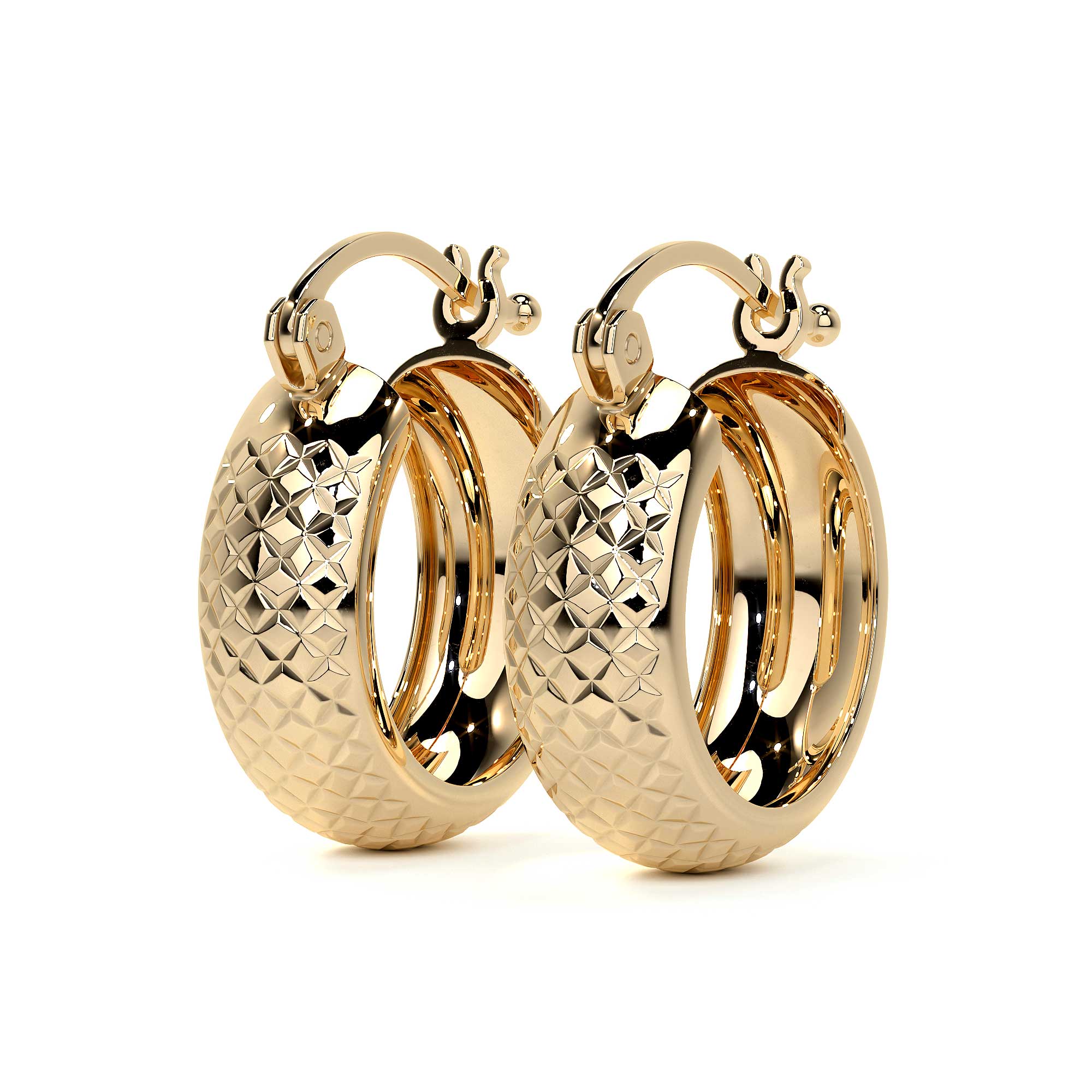 Arracada Diamantada Bangle De Oro 10k Estilo Panal, 12 X 6mm