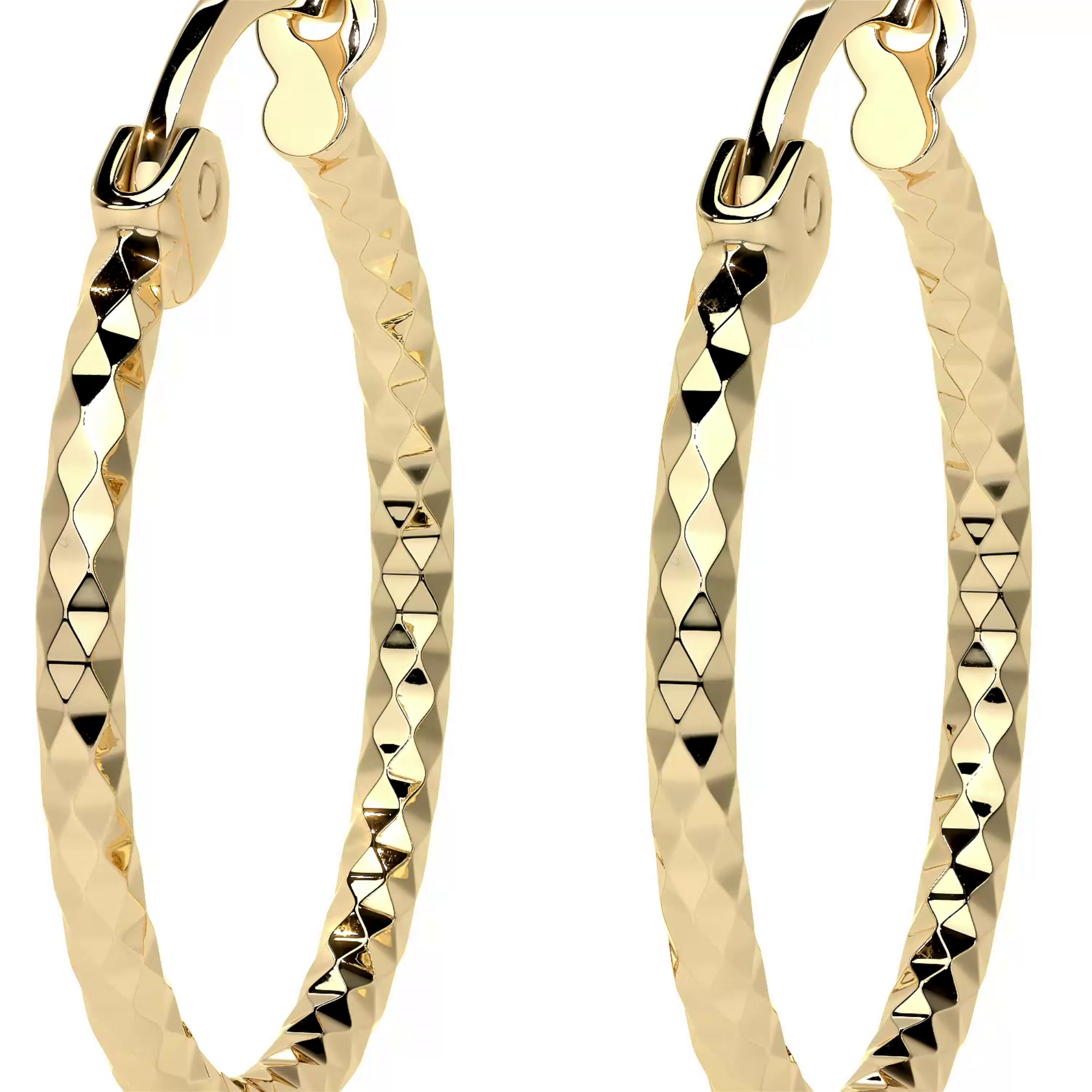 Arete Arracada De Oro 14k Con Diamantado Estilo Panal