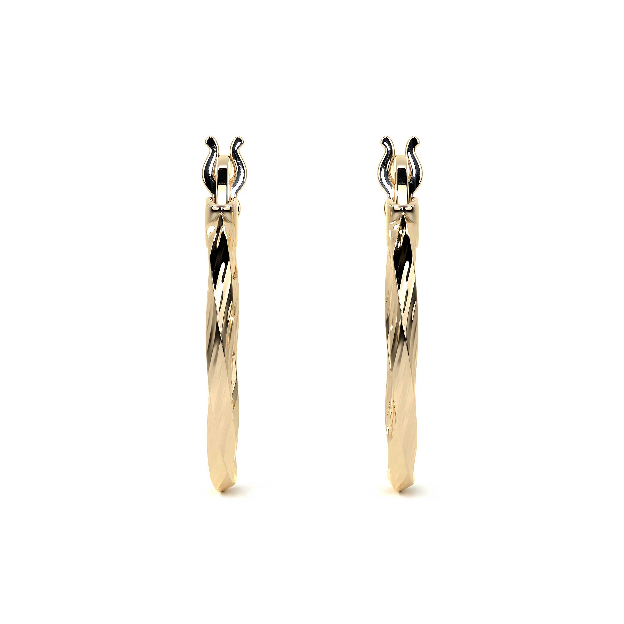 Arete Arracada De Oro De 14k Diamantada Estilo Torsal