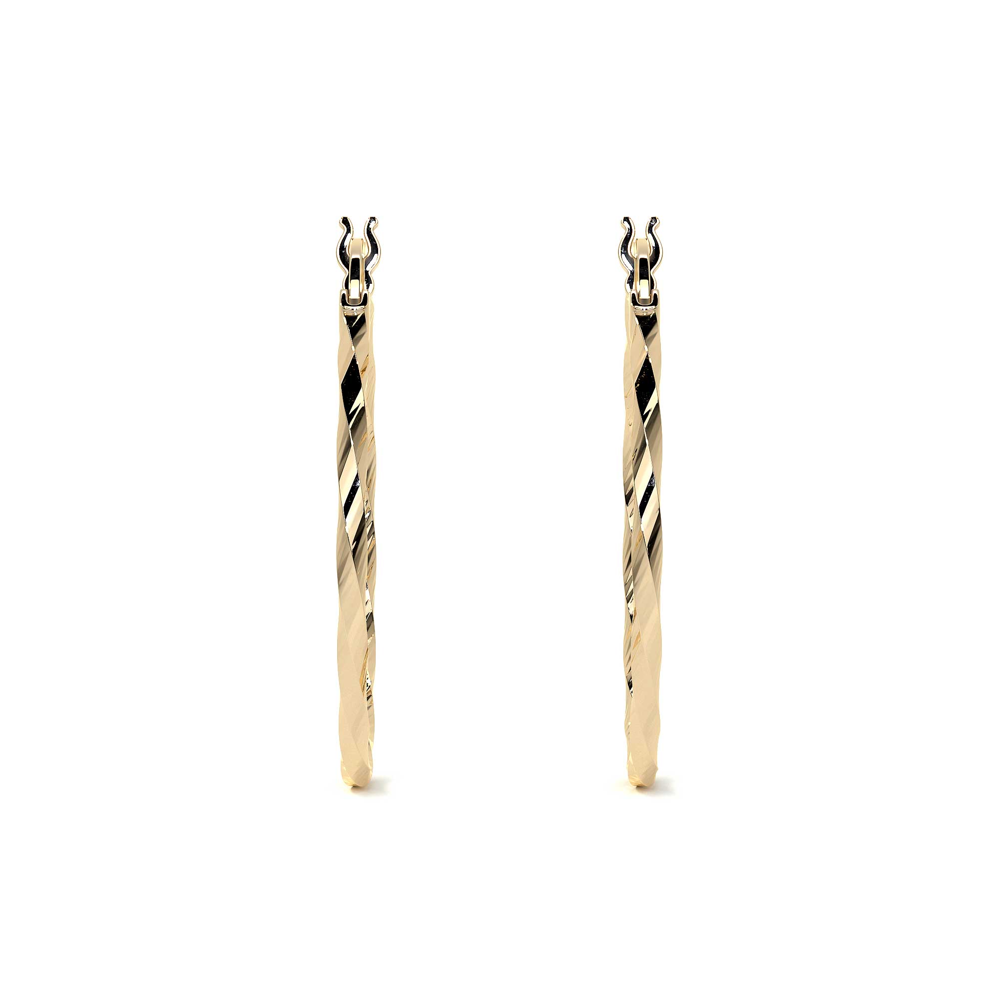 Arete Arracada De Oro De 14k Diamantada Estilo Torsal