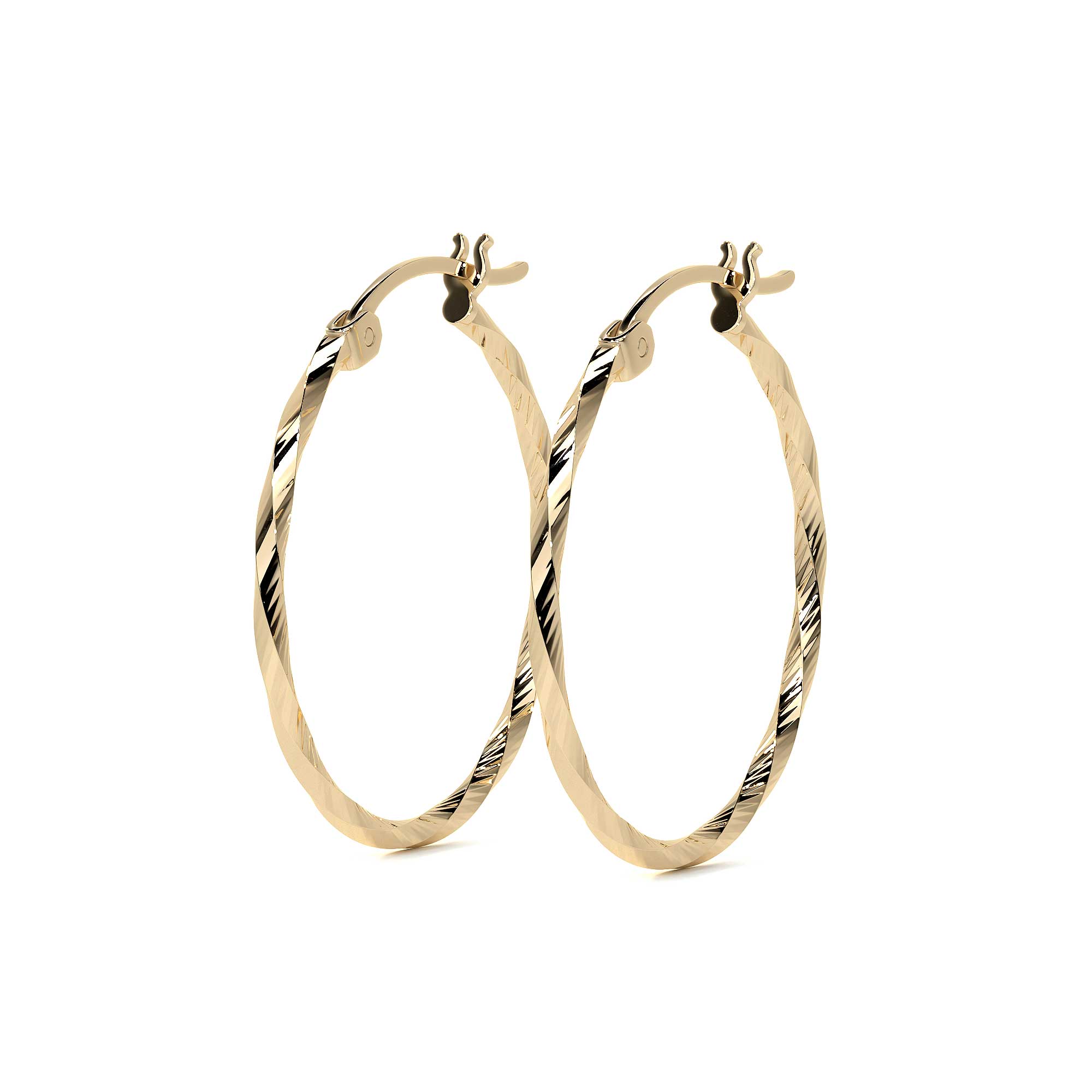 Arete Arracada De Oro De 14k Diamantada Estilo Torsal