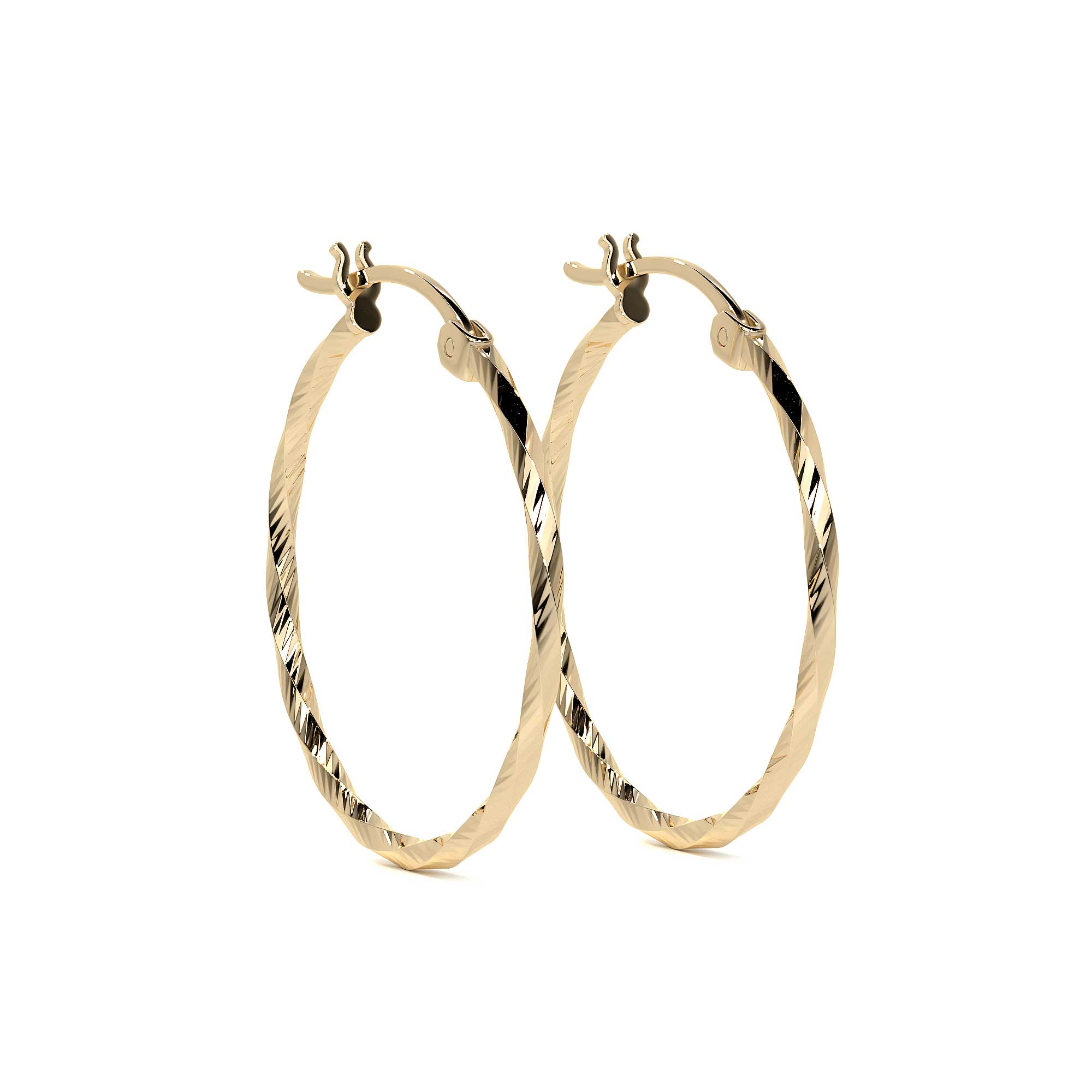 Arete Arracada De Oro De 14k Diamantada Estilo Torsal