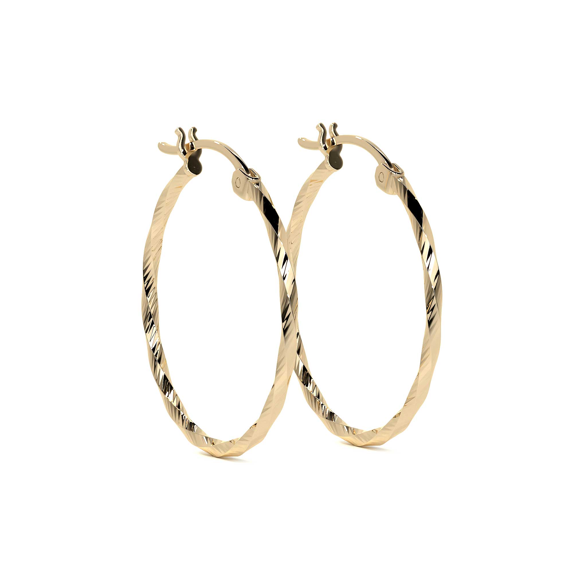 Arete Arracada De Oro De 10k Diamantada Estilo Torsal