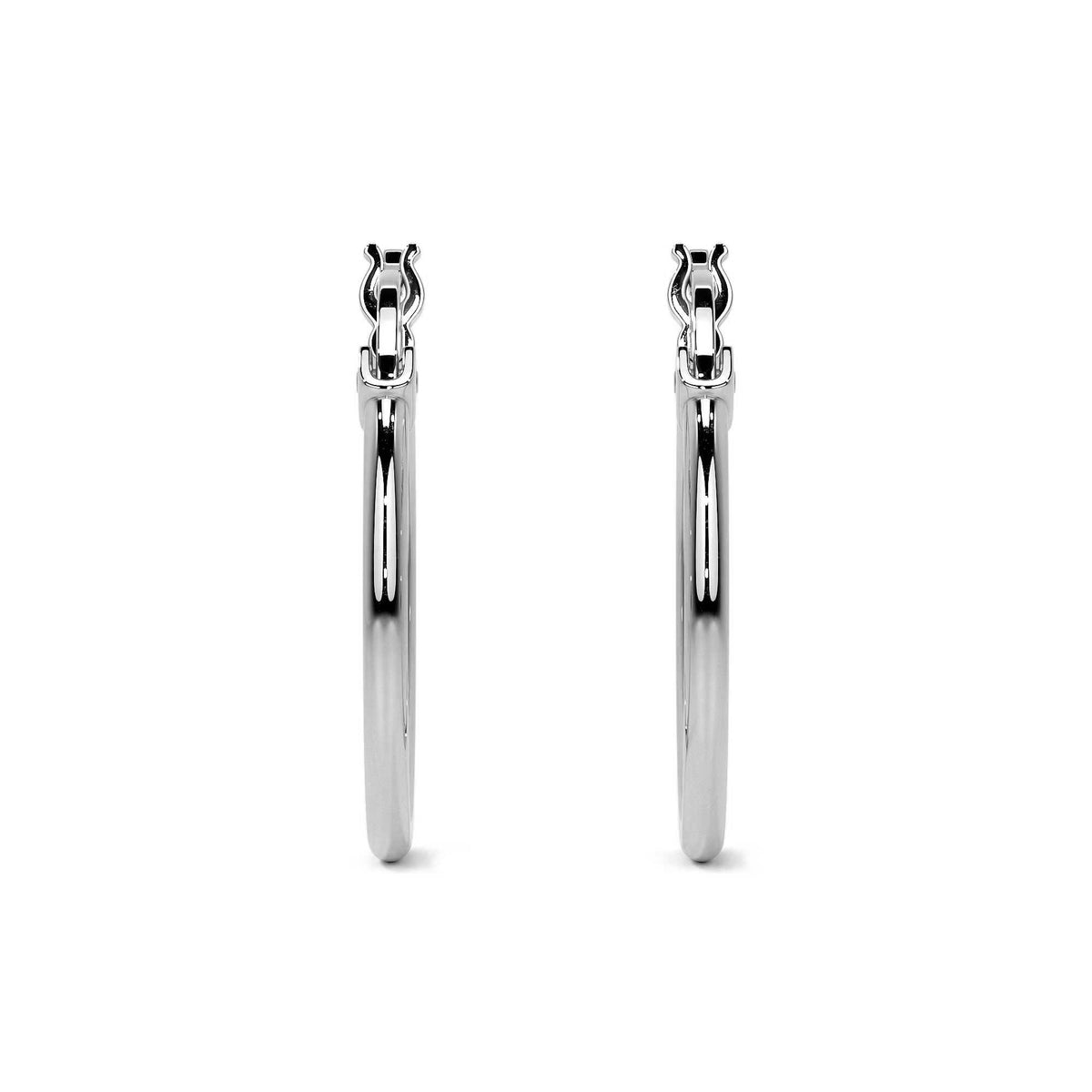 Arete Arracada Lisa De Plata Ley 925 Para Mujer De 15 Mm