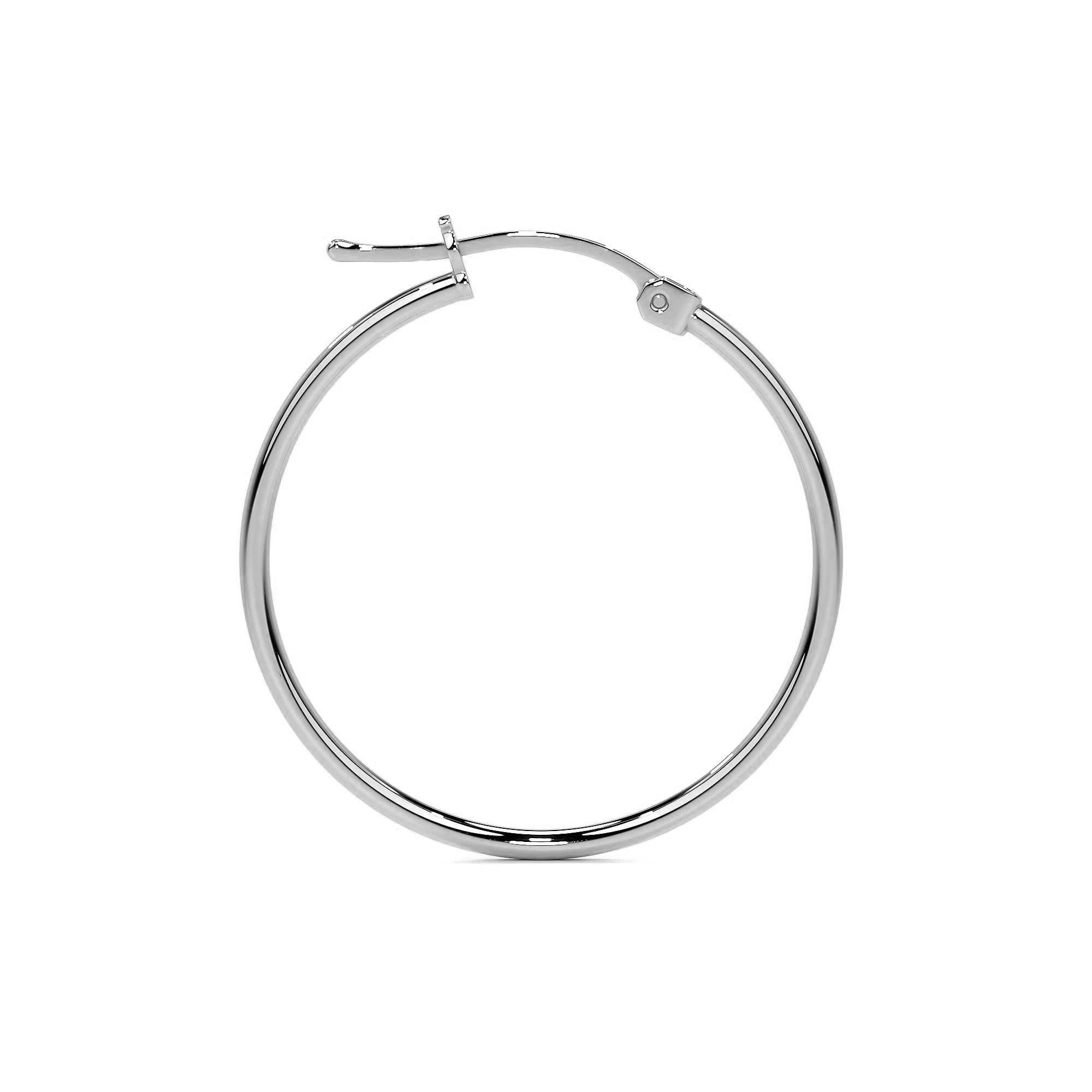 Arete Arracada De Mujer Lisa De Plata 925 20mm