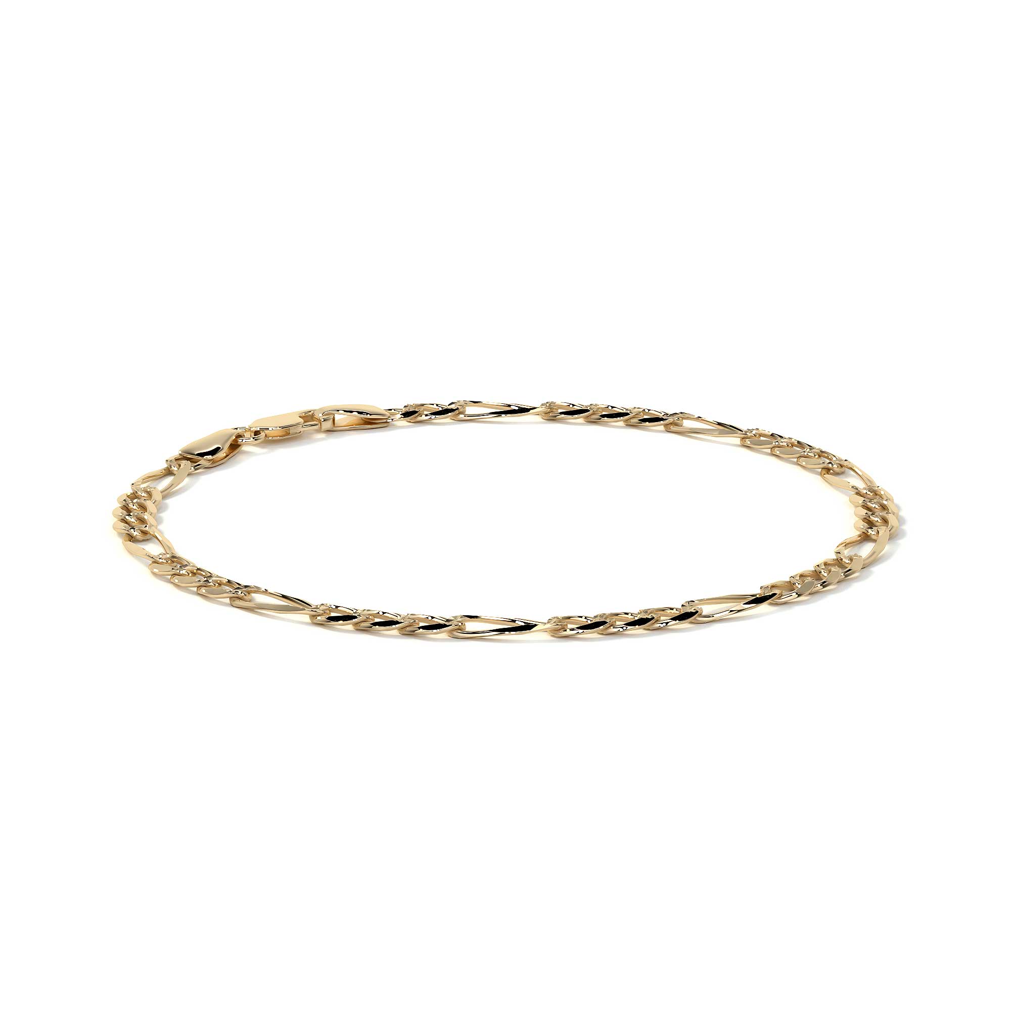 Pulsera de Oro 10K Estilo Figaro Italiano | Brazalete Elegante de Joyería Fina