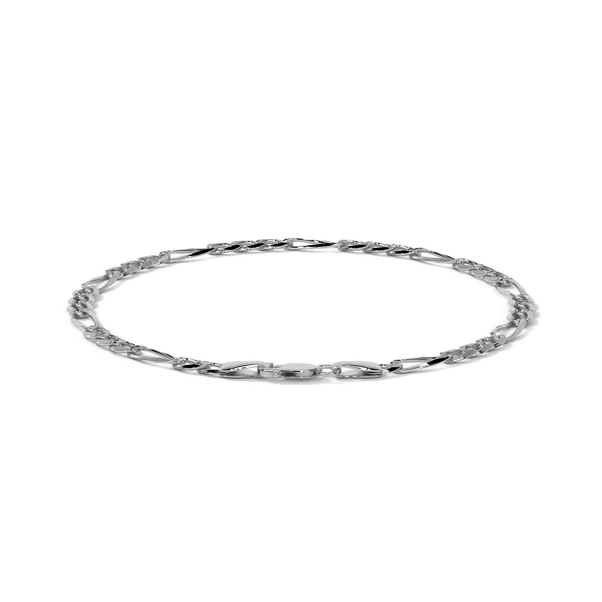 Pulsera de Plata 925 Italiana para Hombre Estilo Fígaro 3x1 | Joyería Masculina Elegante