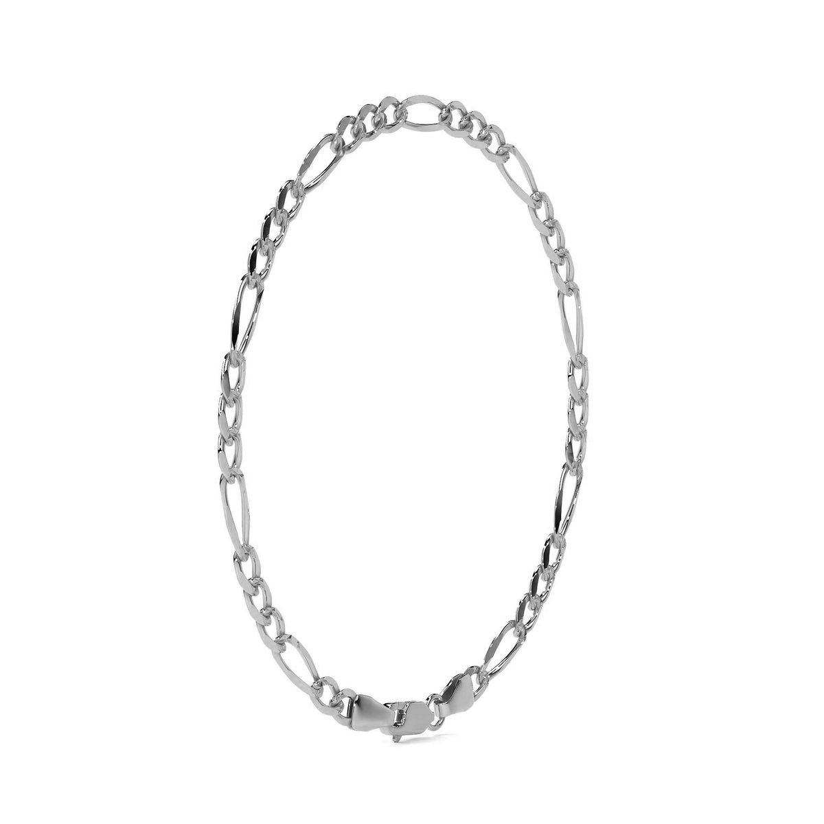 Pulsera de Plata 925 Italiana para Hombre Estilo Fígaro 3x1 | Joyería Masculina Elegante