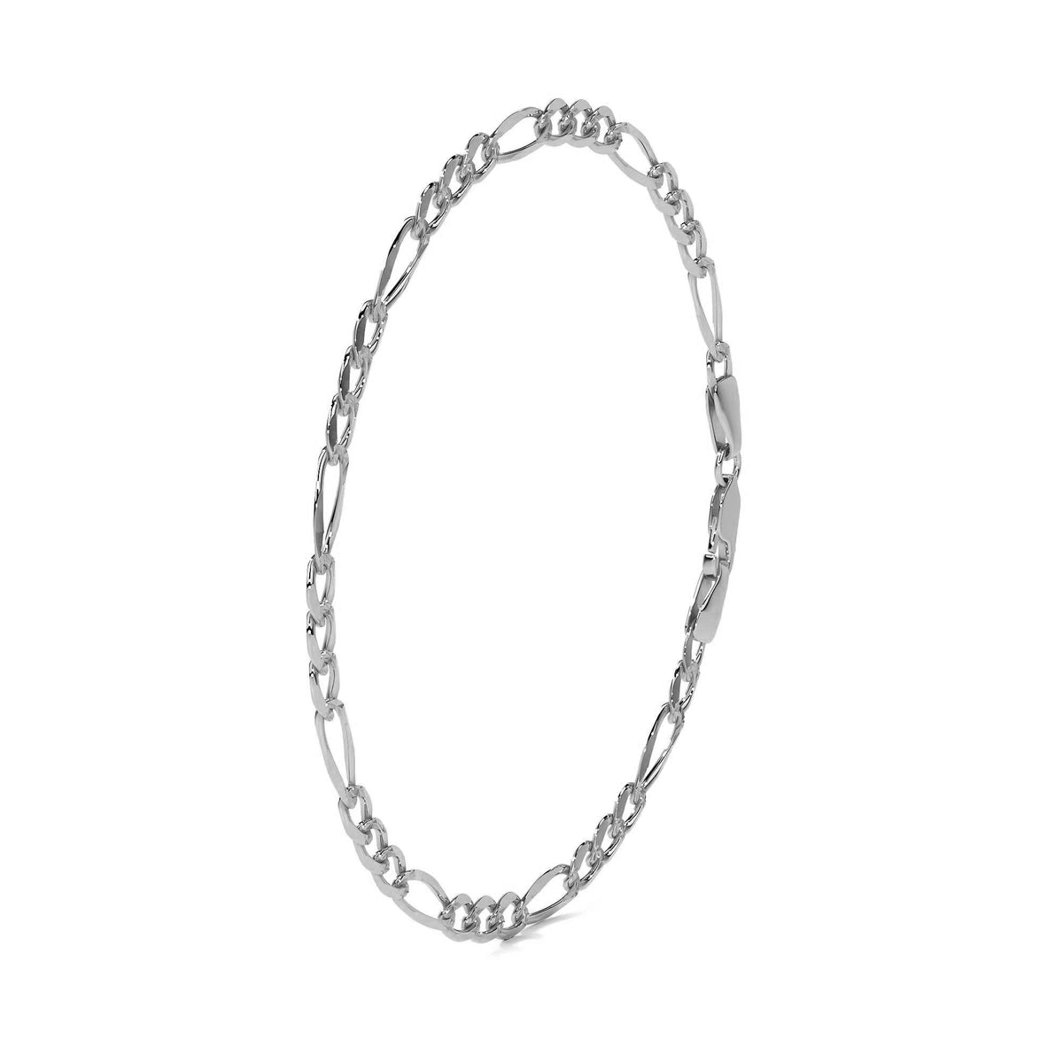 Pulsera de Plata 925 Italiana para Hombre Estilo Fígaro 3x1 | Joyería Masculina Elegante