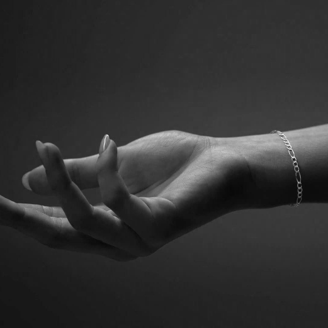 Pulsera de Plata 925 Italiana para Hombre Estilo Fígaro 3x1 | Joyería Masculina Elegante