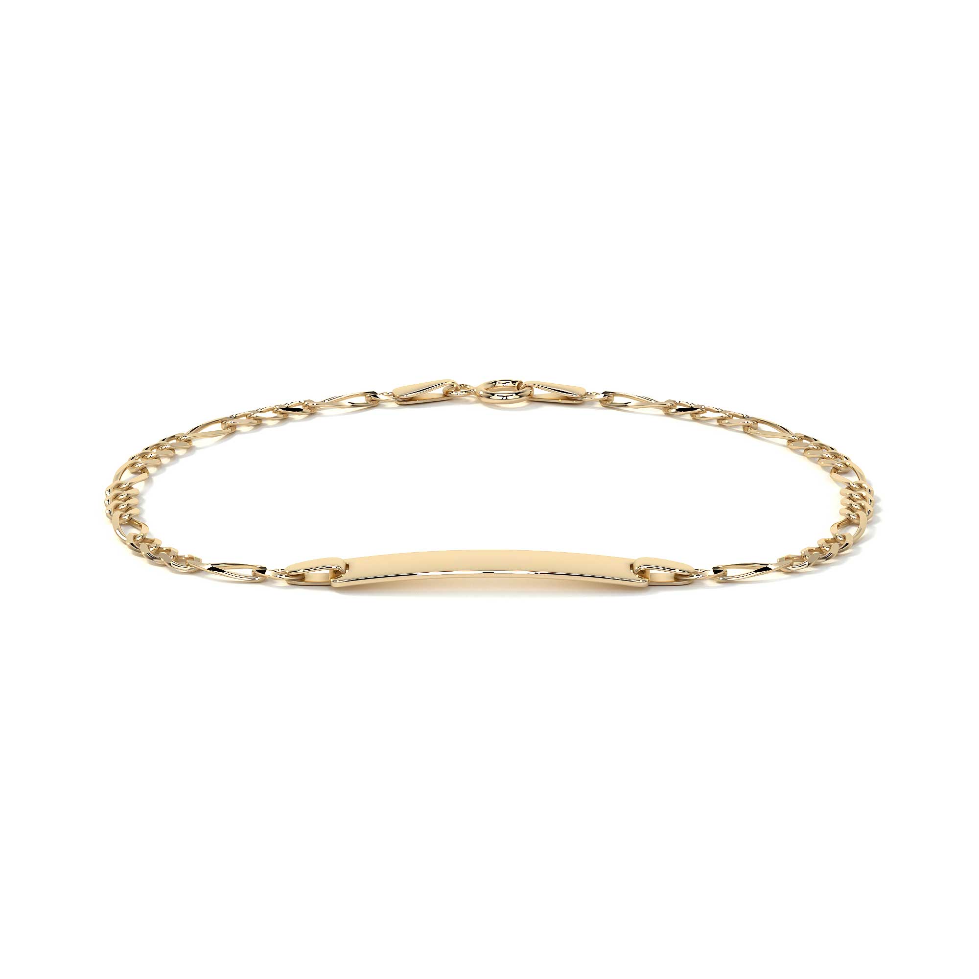Pulsera Esclava de Oro 10K Estilo Fígaro 3x1 con Placa | Joyería Italiana