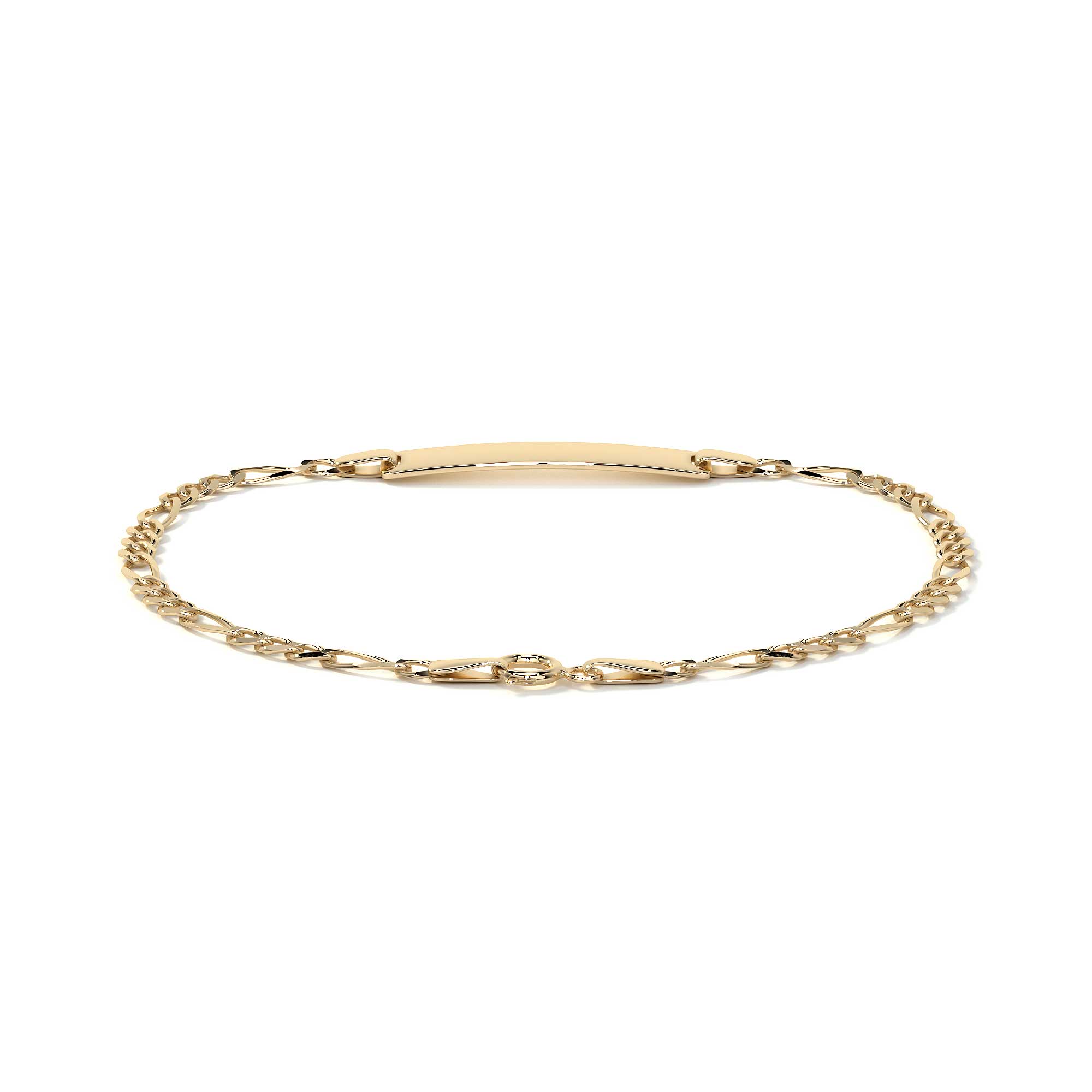 Pulsera Esclava de Oro 10K Estilo Fígaro 3x1 con Placa | Joyería Italiana