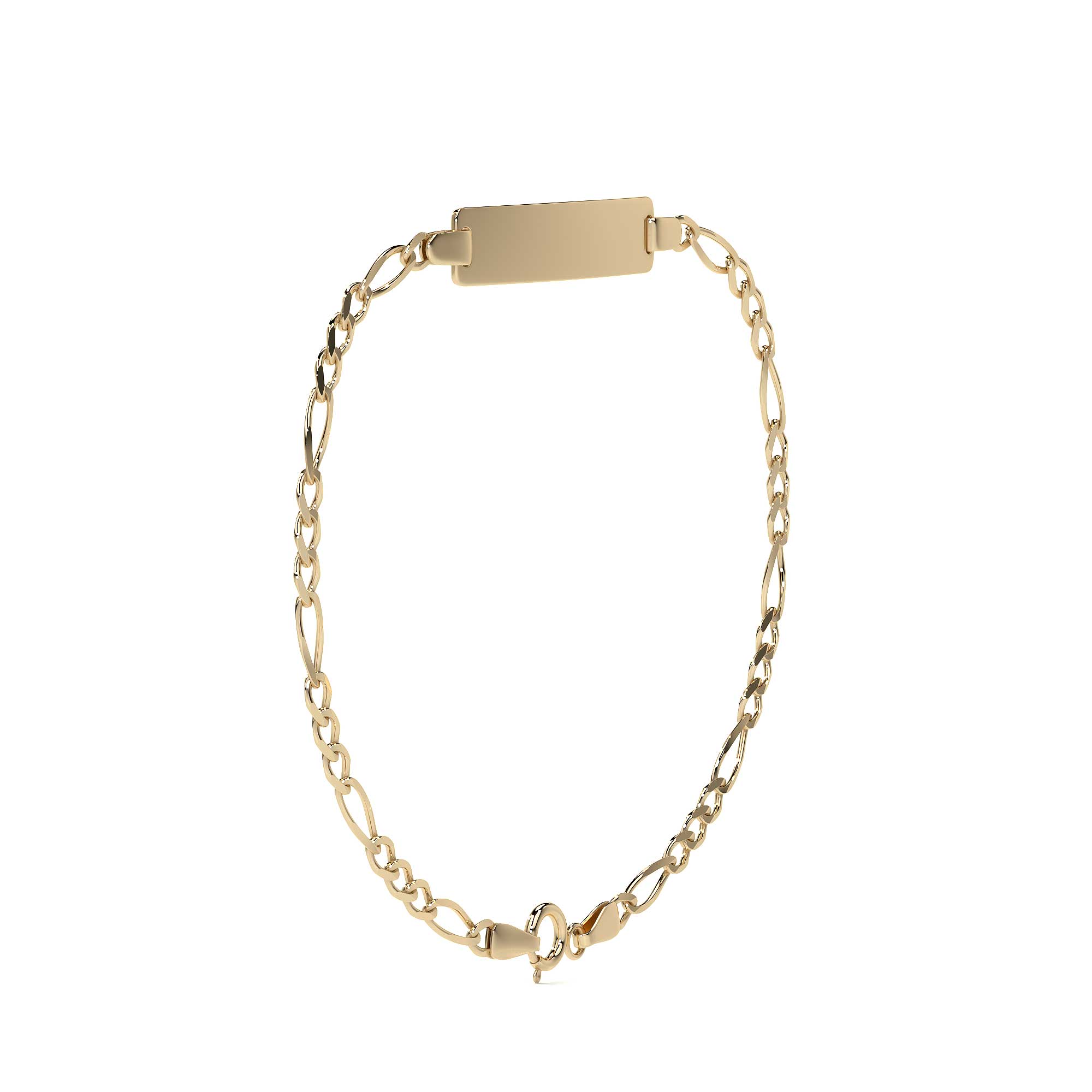 Pulsera Esclava de Oro 10K Estilo Fígaro 3x1 con Placa | Joyería Italiana
