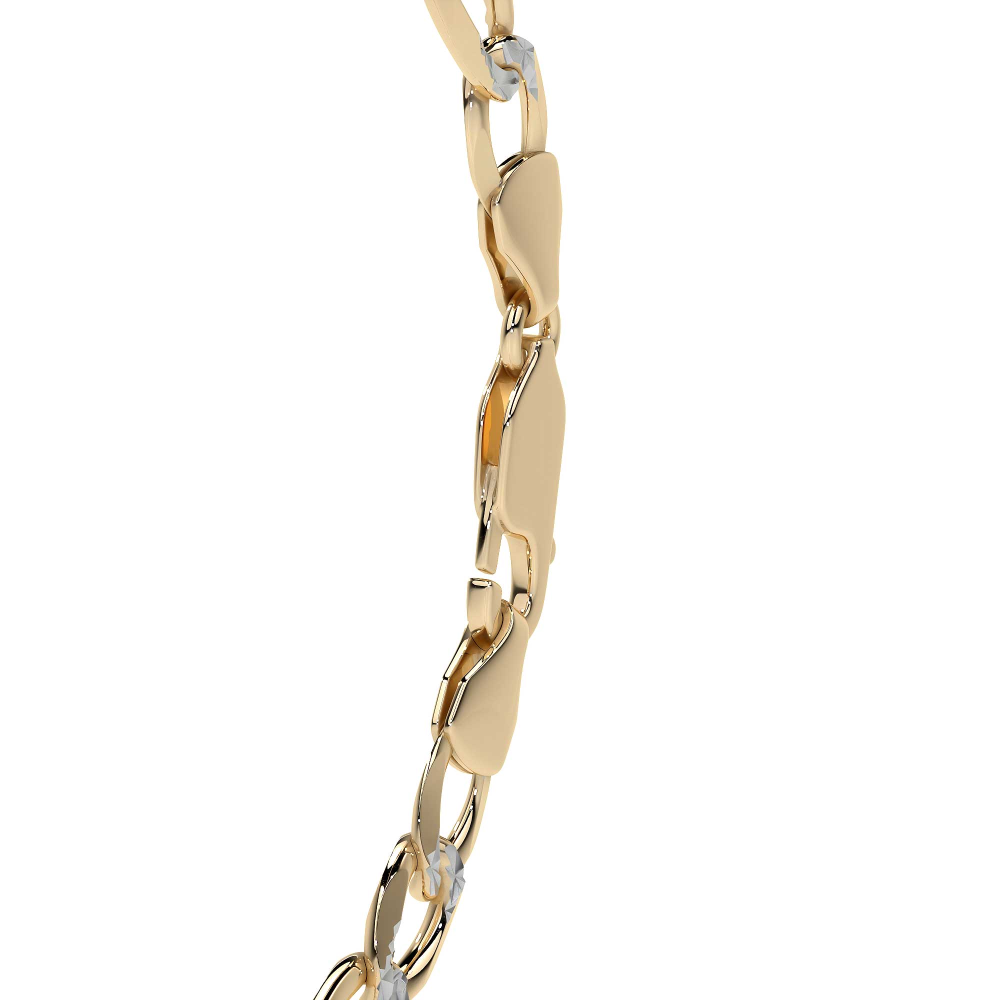 Pulsera Italiana Figaro Pave 3x1 De 10 Quilates 6mm, 21.5cm Color Dorado Diámetro 7 Largo 21.5 Cm 17.8 Cm