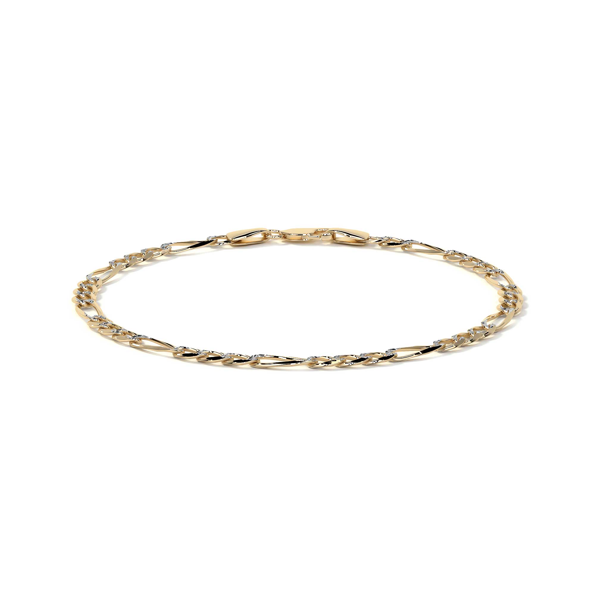 Pulsera Oro 10k Figaro Italiana 16cm Filk Dorada 3.5mm Dorado 6 Cm 18 Cm