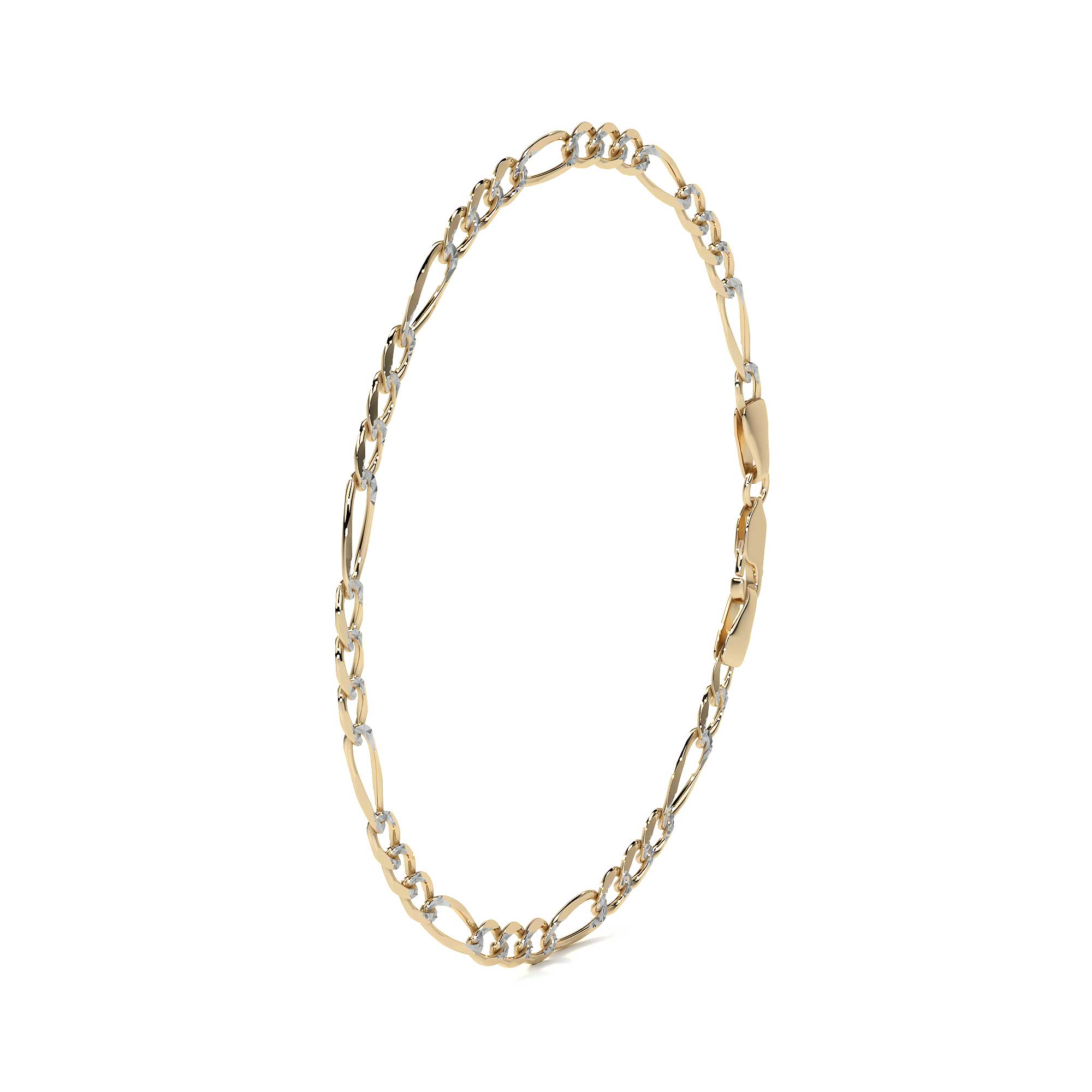 Pulsera Oro 10k Figaro Italiana 16cm Filk Dorada 3.5mm Dorado 6 Cm 18 Cm