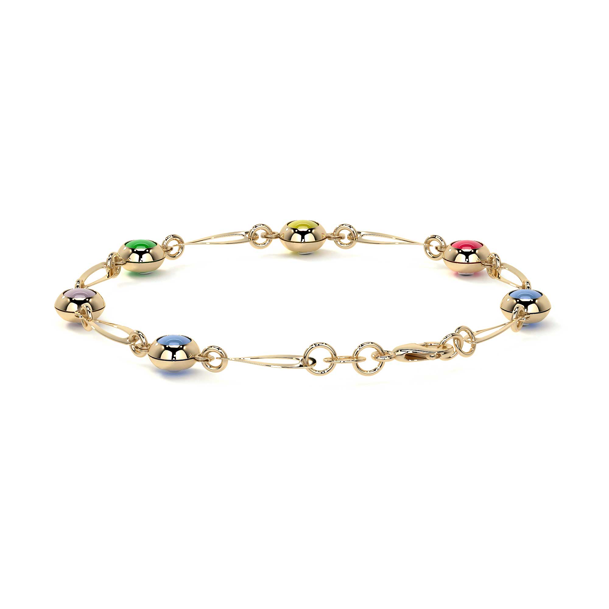 Pulsera De Mujer De Ojos Multicolor De 10 Quilates 3mm, 18cm Color Dorado Diámetro 6 Largo 18 Cm 15.2 Cm