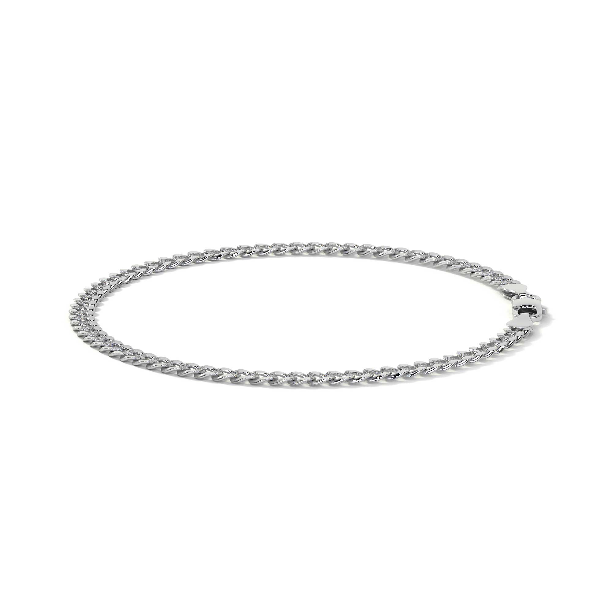 Pulsera De Plata 925 Barbarada 18cm Calibre 3.2mm Italiana
