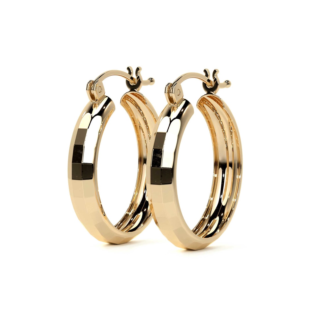 Arracada Bangle De Oro 10k Diamantado Domino, 15mm