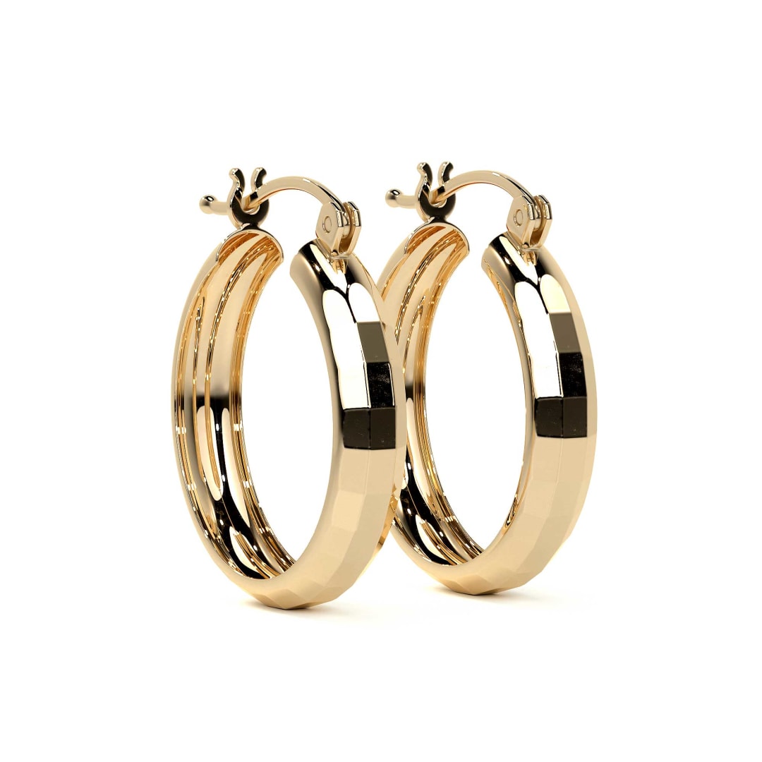 Arracada Bangle De Oro 10k Diamantado Domino, 15mm
