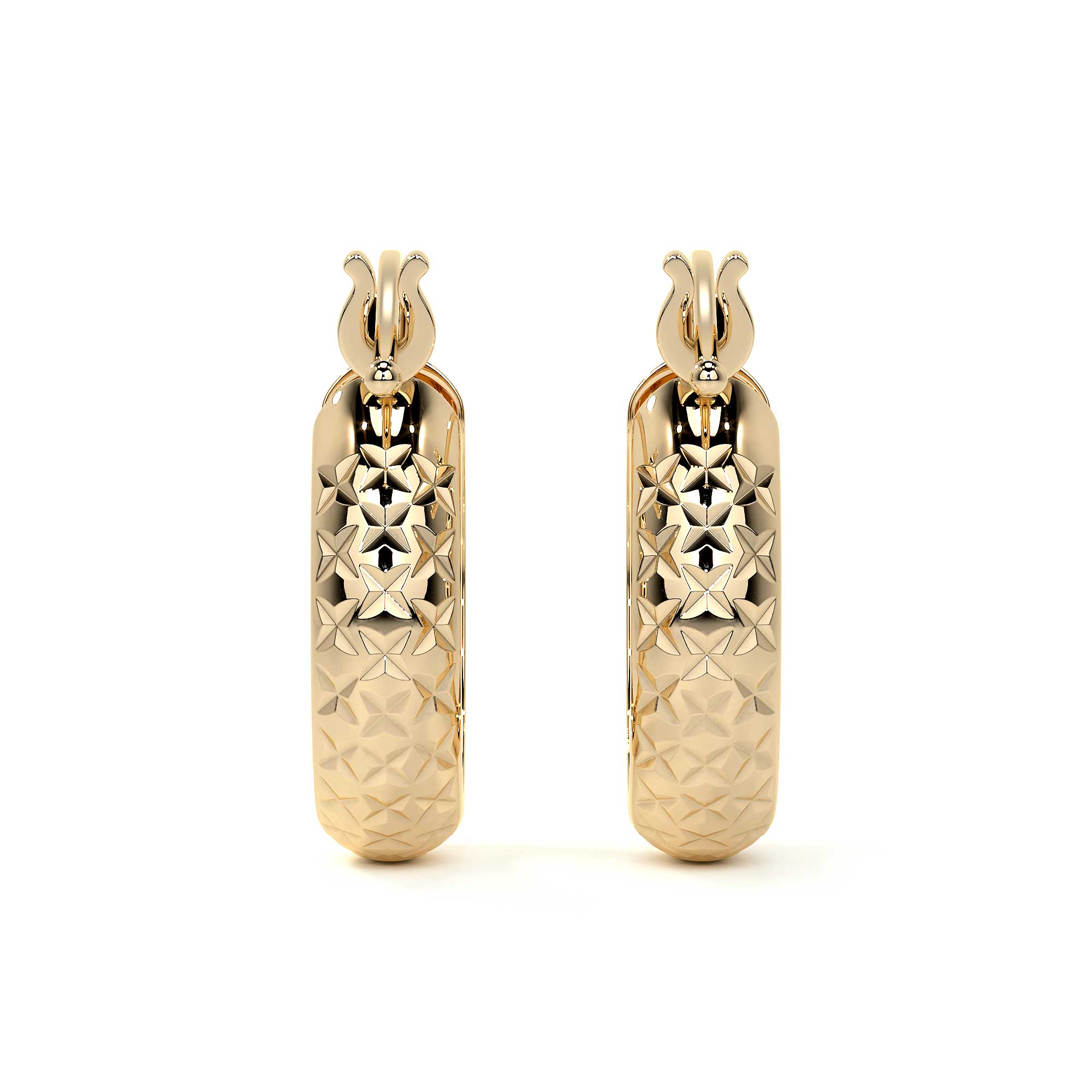 Arracada Diamantada Bangle De Oro 10k Estilo Panal, 4mm de Ancho