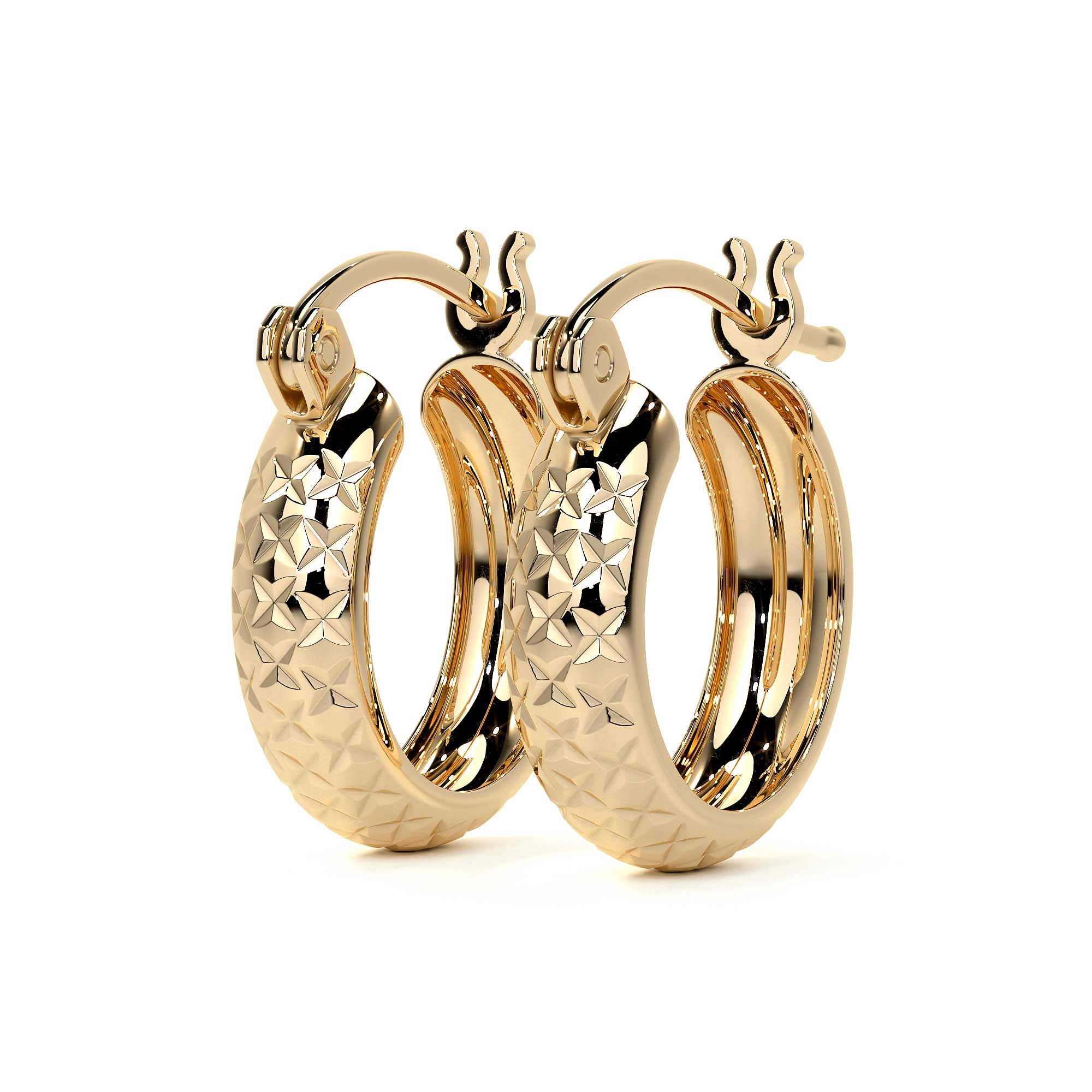 Arracada Diamantada Bangle De Oro 10k Estilo Panal, 4mm de Ancho