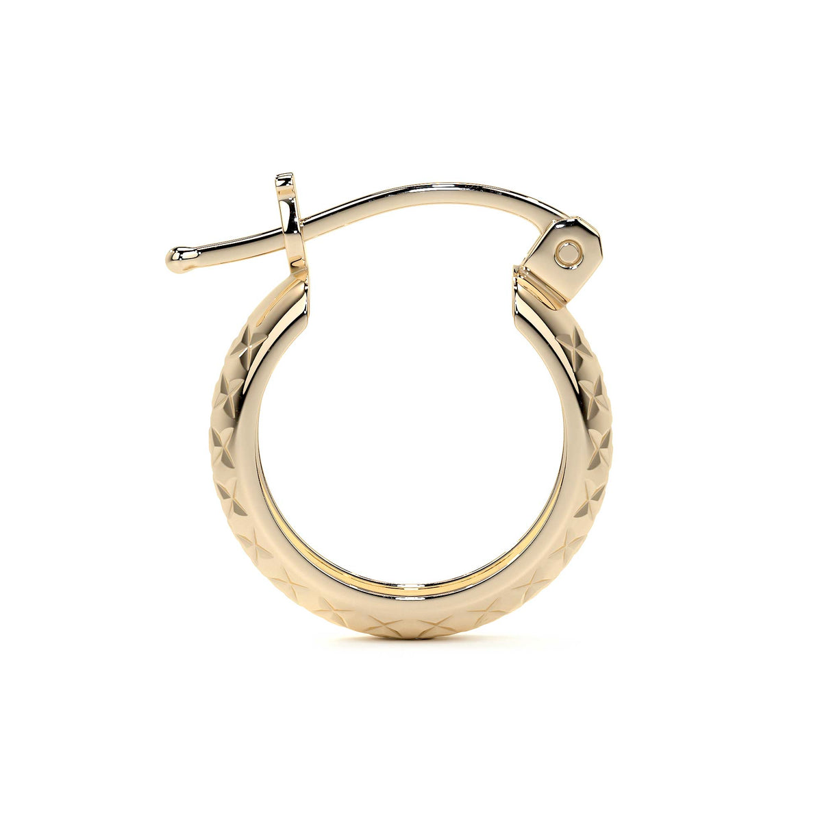 Arracada Diamantada Bangle De Oro 10k Estilo Panal, 15 X 4mm Dorado
