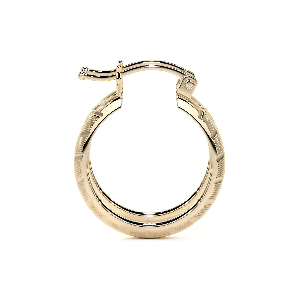 Arracada Bangle De Oro 10k Diamantado Diagonal De 20x4mm