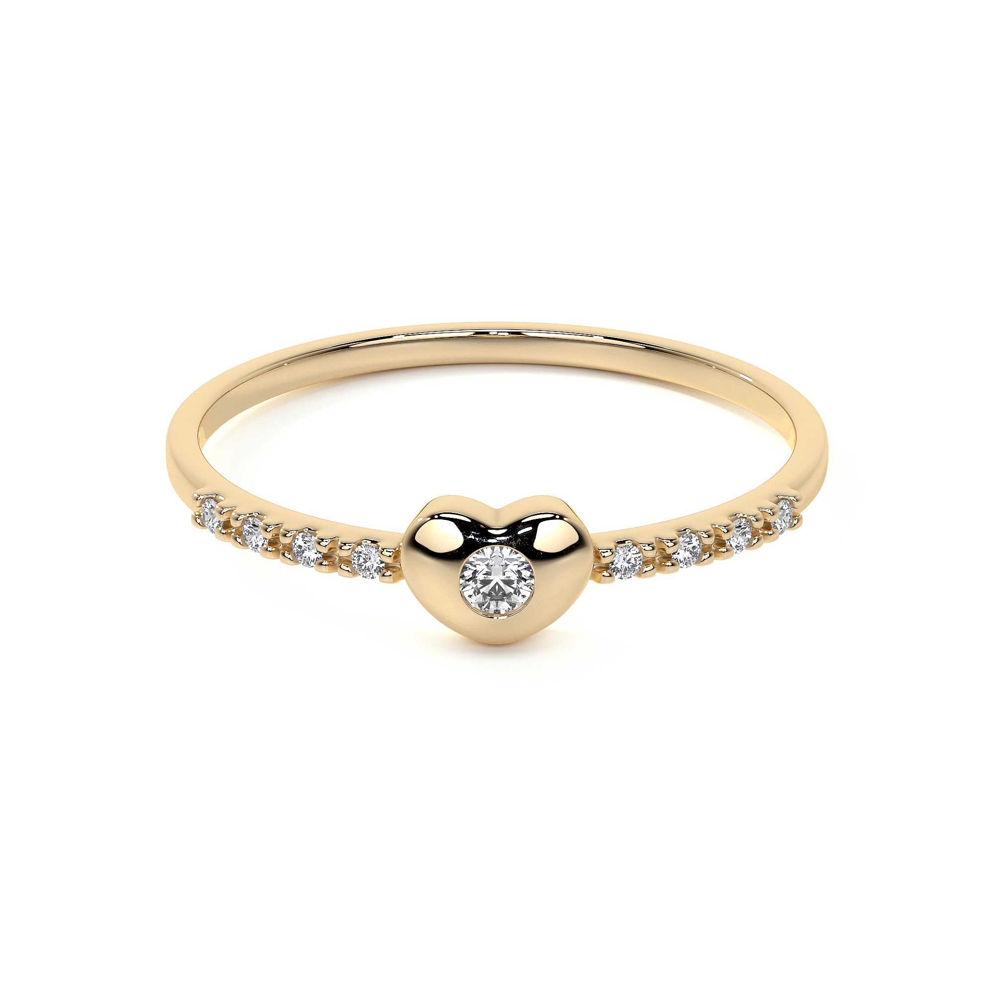 Anillo Con Diamantes De Oro De 14k De Corazón Para Mujer
