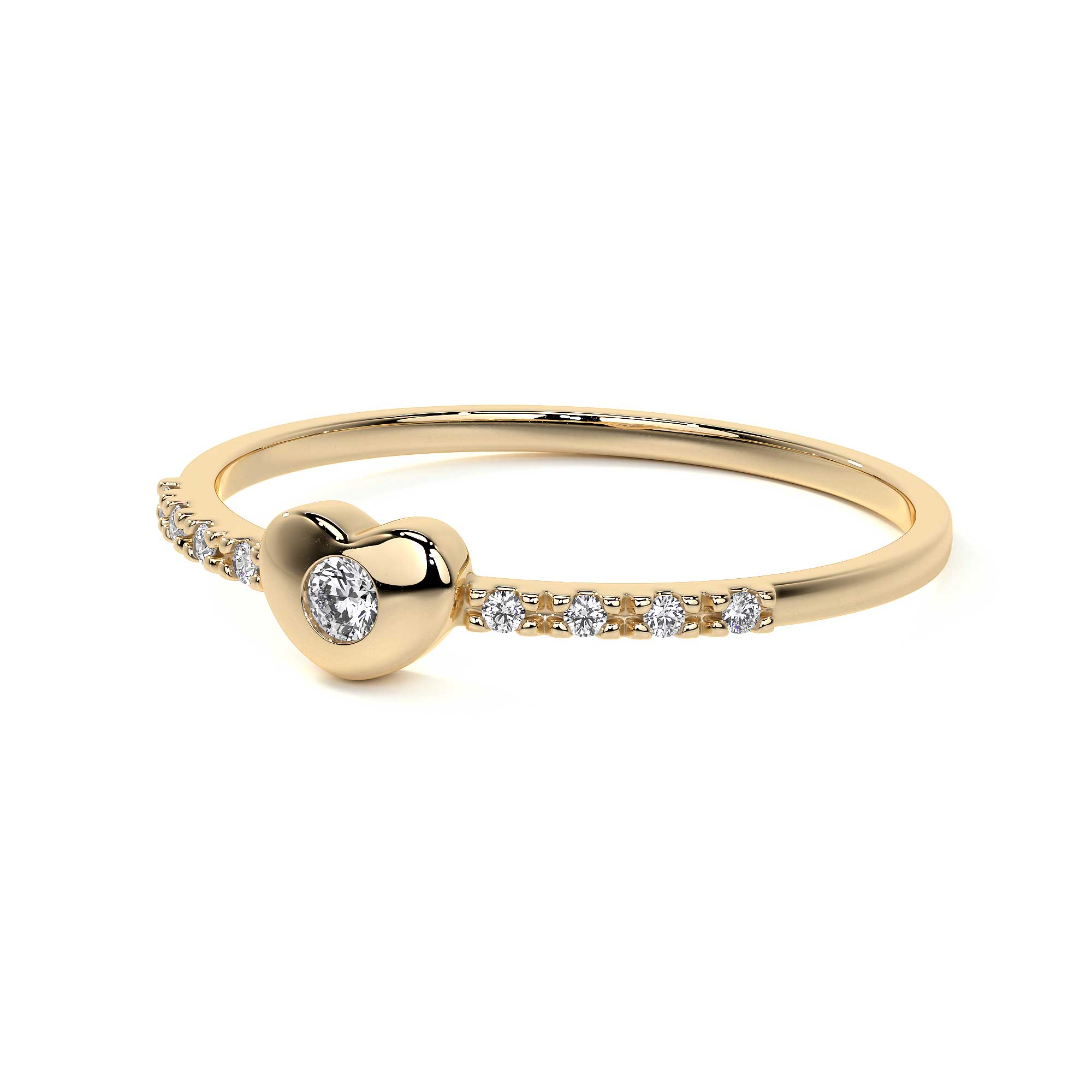 Anillo Con Diamantes De Oro De 14k De Corazón Para Mujer
