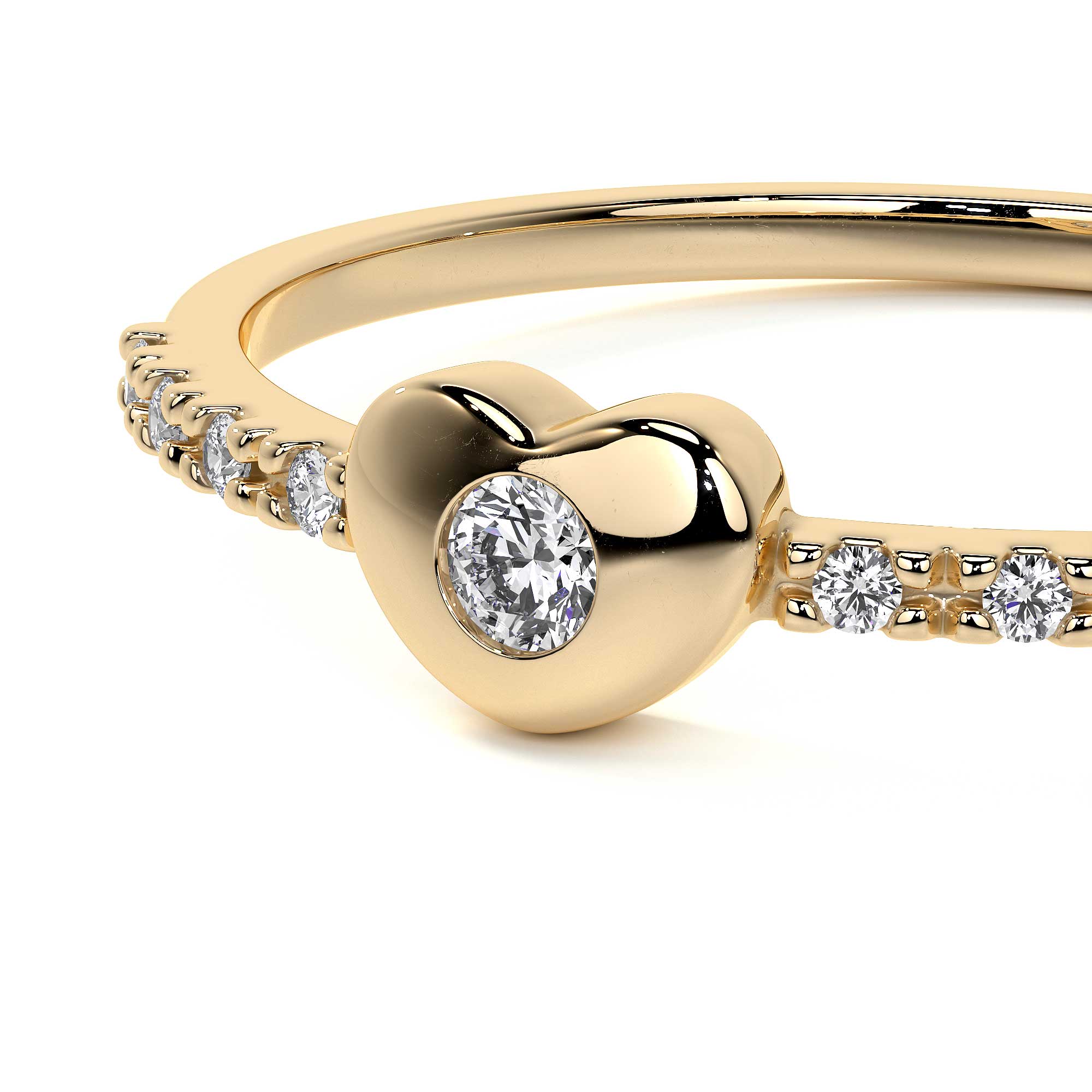 Anillo Con Diamantes De Oro De 14k De Corazón Para Mujer