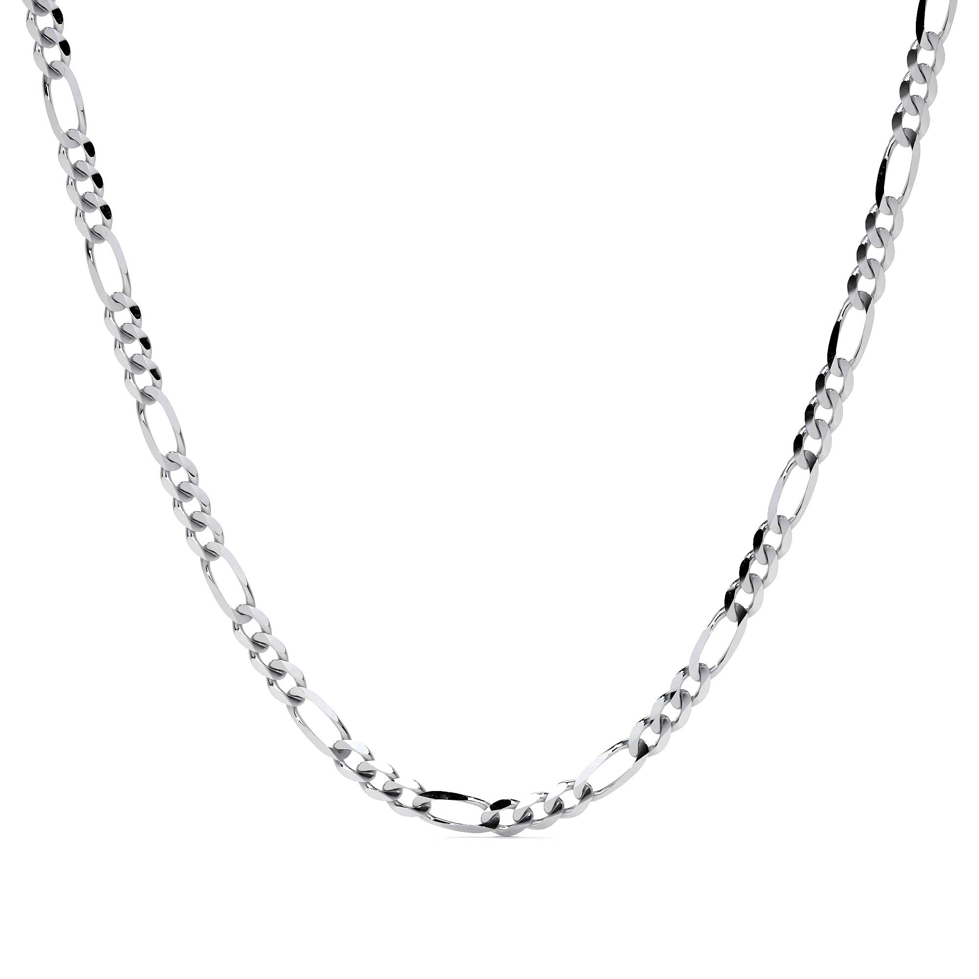 Cadena De Plata 925 Figaro De 50cm Calibre 5.1mm 4 Colores