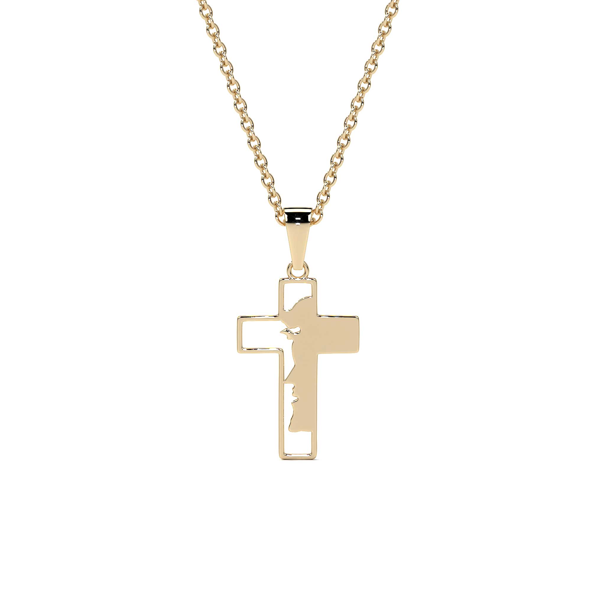 Dije de Cruz de Oro 10K con Rostro de Cristo – Elegancia y Fe para Hombre