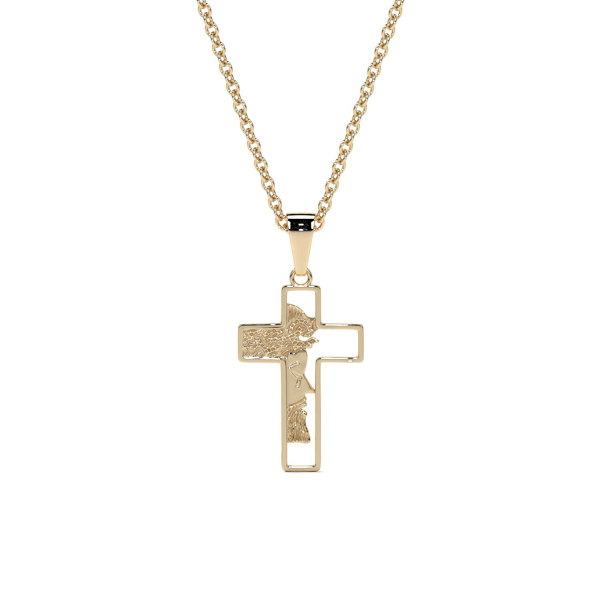 Dije De Cruz Con Rostro De Cristo De Oro De 10k
