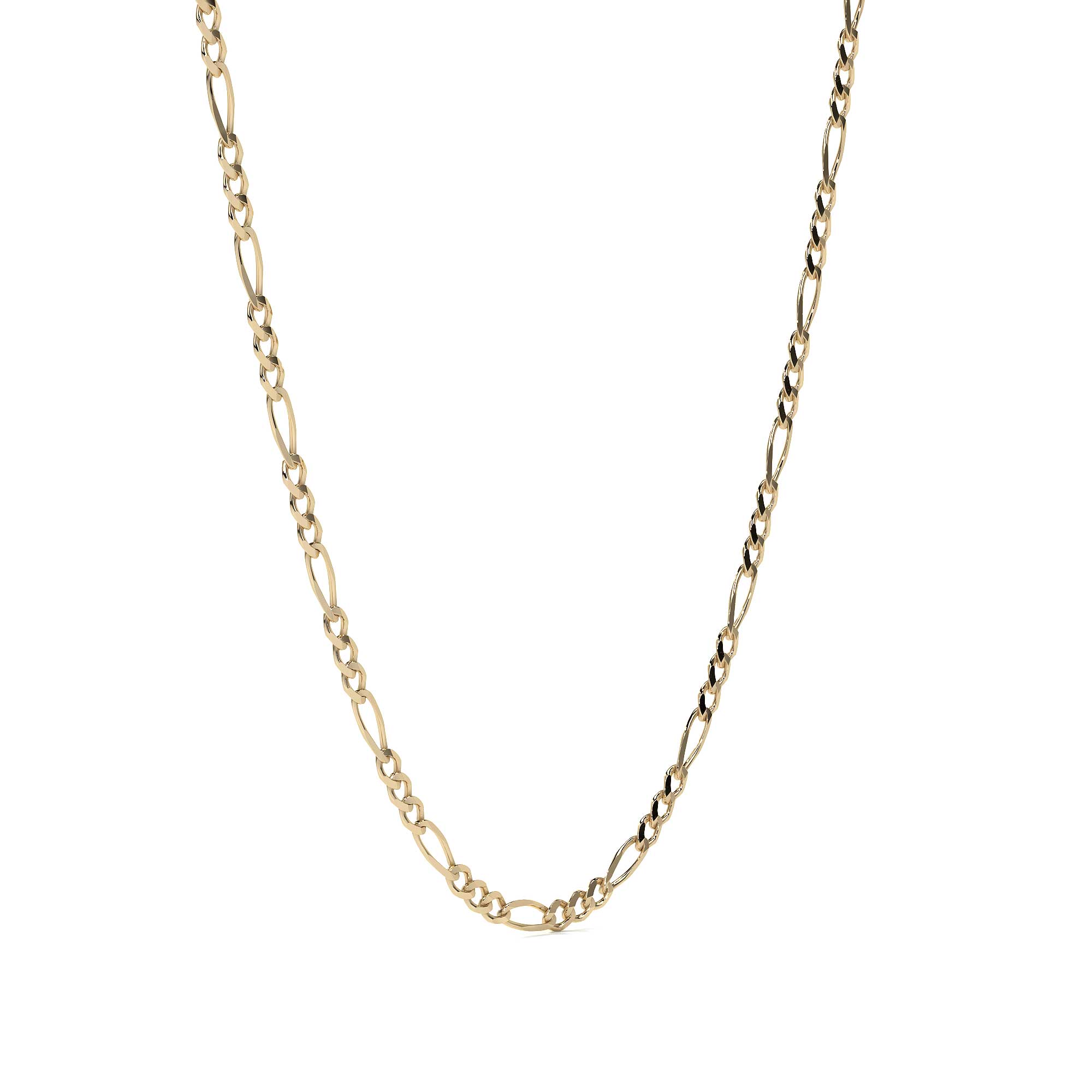 Cadena De Oro Italiano 10k, Estilo Figaro 3x1 Hueca, 40 Cm Dorado
