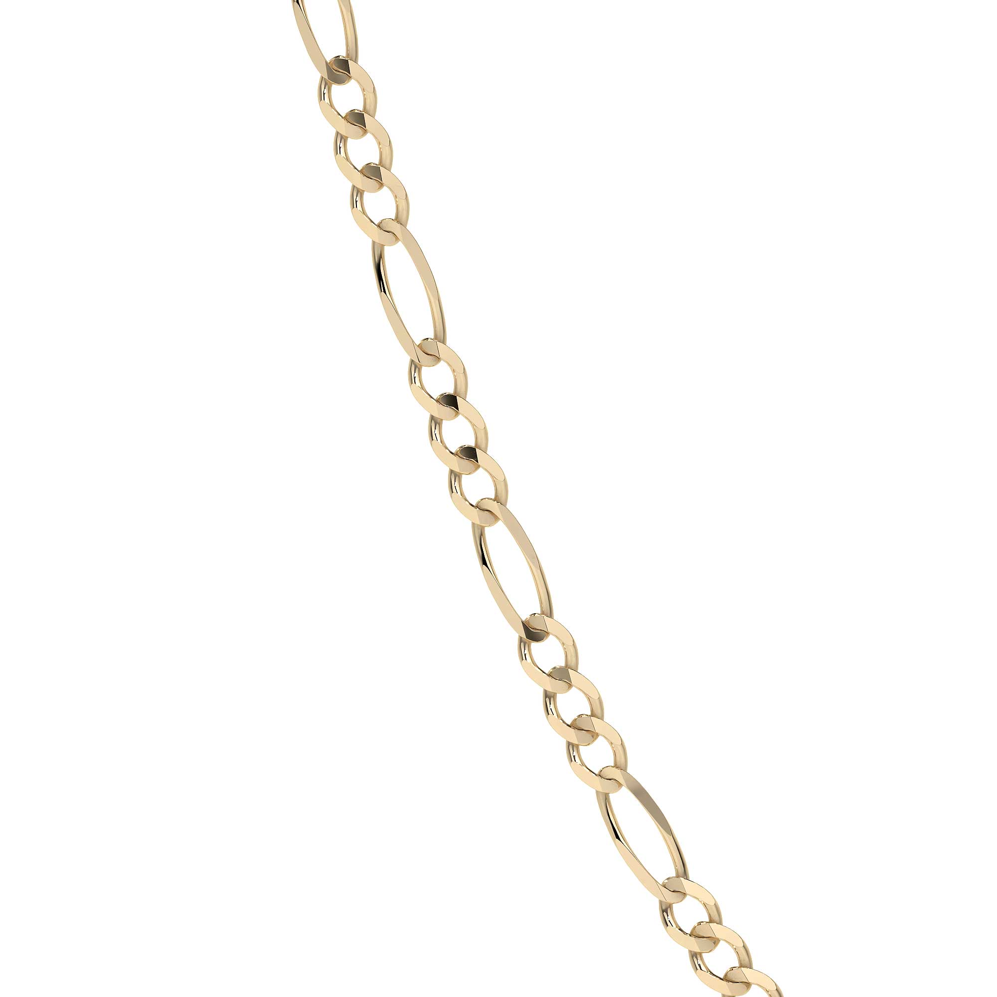 Cadena De Oro Italiano 10k, Estilo Figaro 3x1 Hueca, 40 Cm Dorado