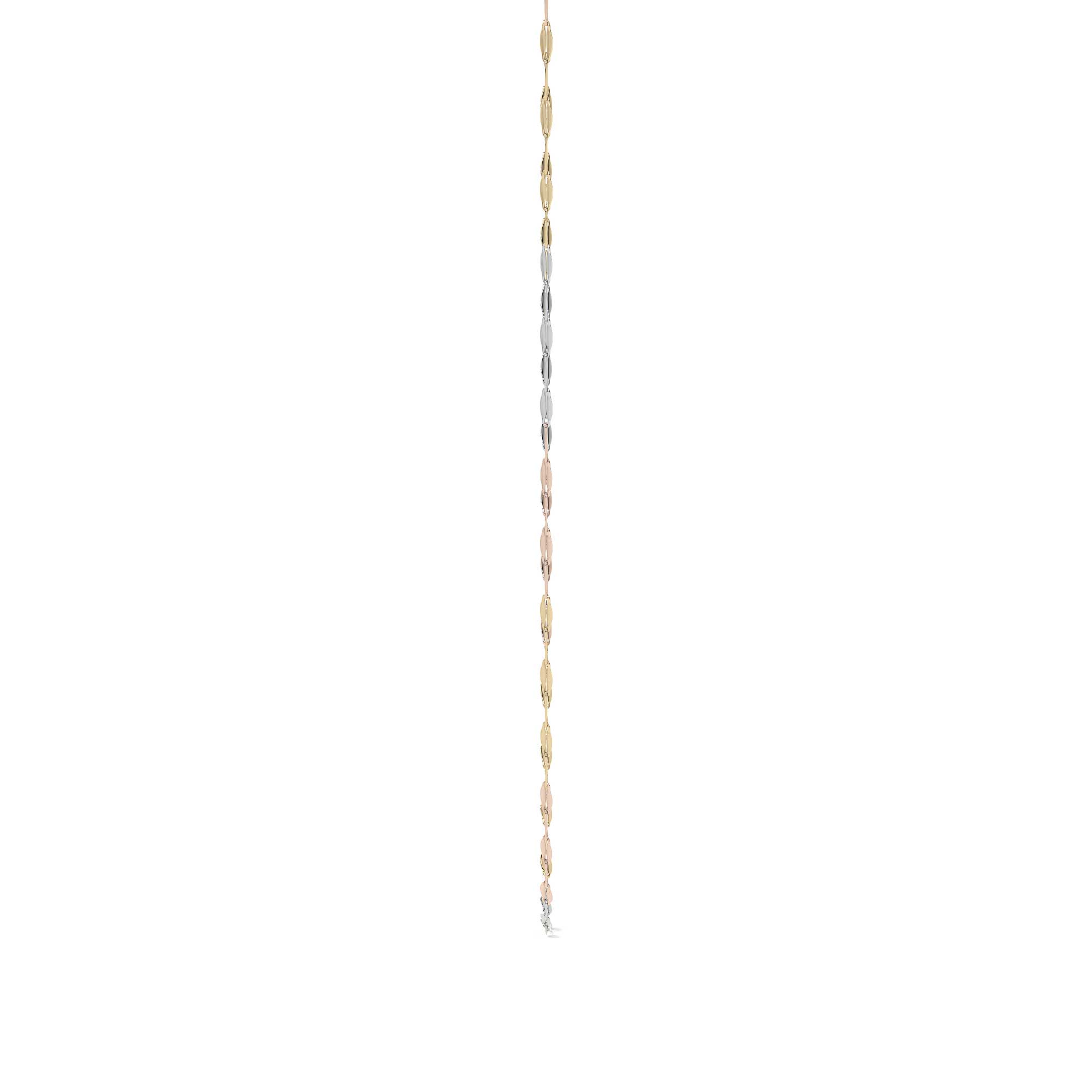 Cadena de Oro 14K Grano de Café Tricolor | Collar Italiano 1mm Oro Blanco, Amarillo y Rosa | 40 a 55 cm