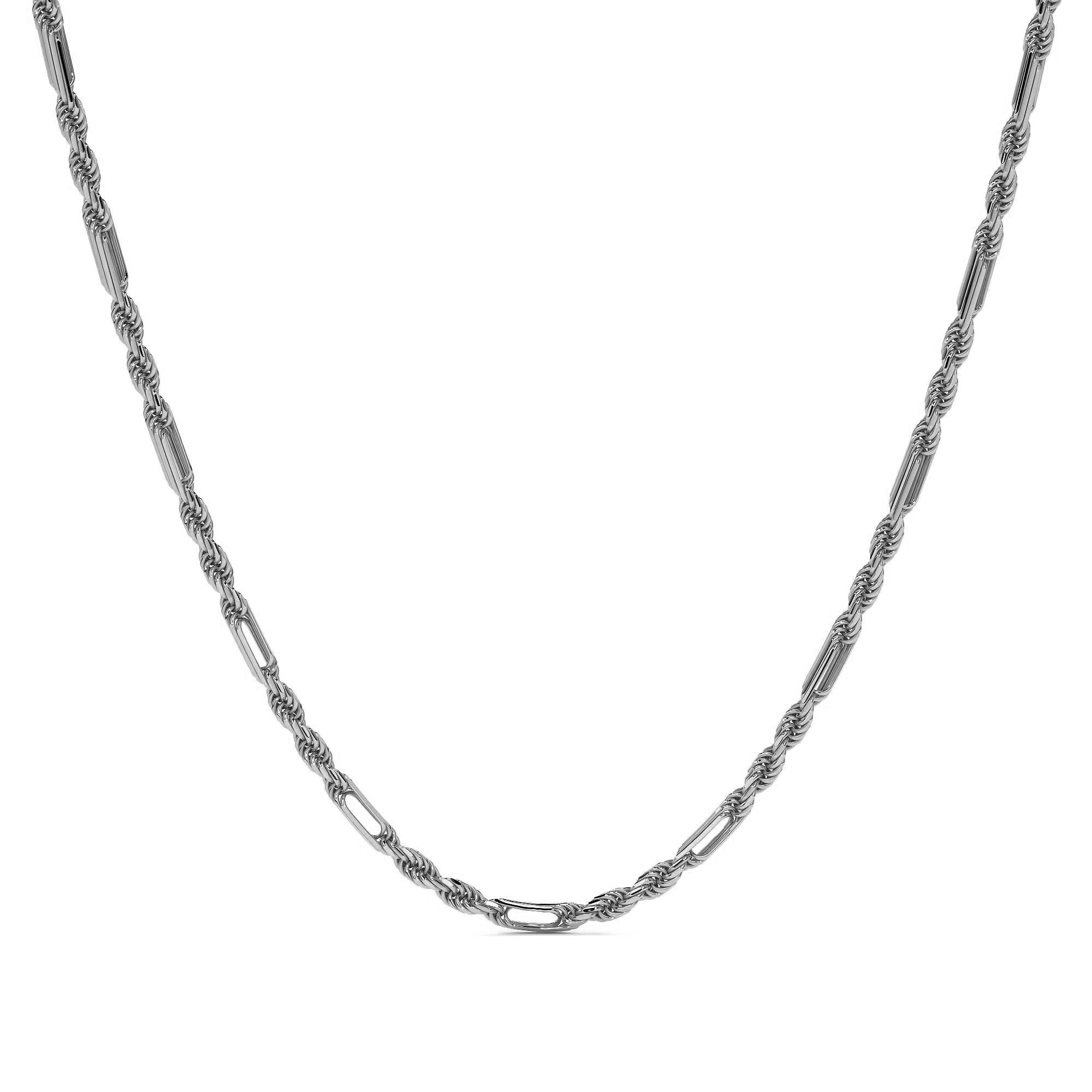 Cadena De Plata 925 Torsal Figaro 3x1 De 55cm Calibre 7.5mm
