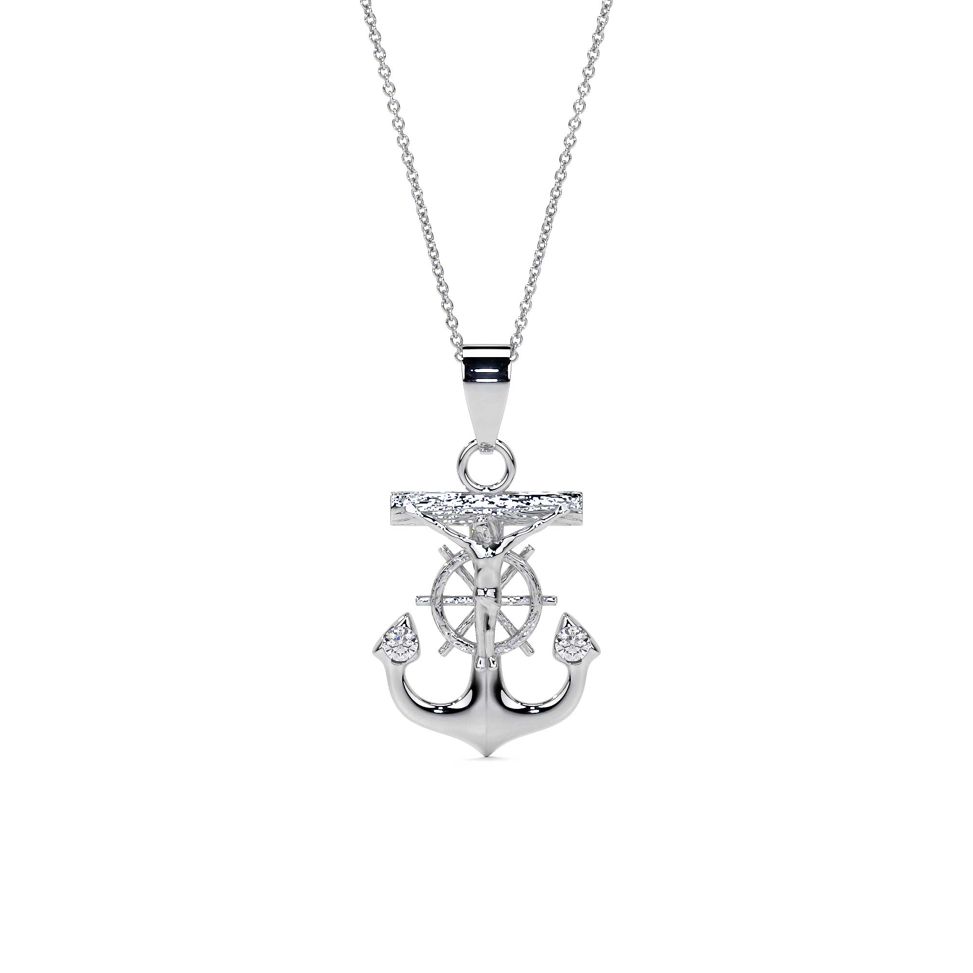 Dije De Cruz Con Forma De Ancla De Plata 925