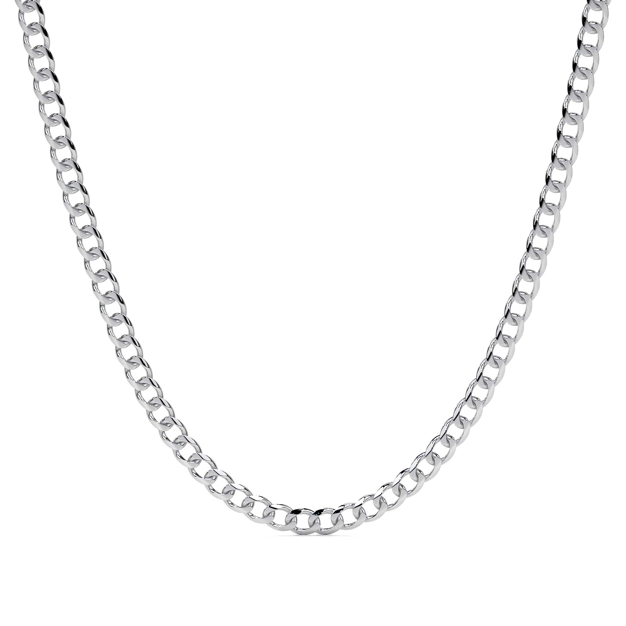 Cadena De Plata 925 Estilo Barbada De 55 Cm Calibre 3.2mm Color Plateado