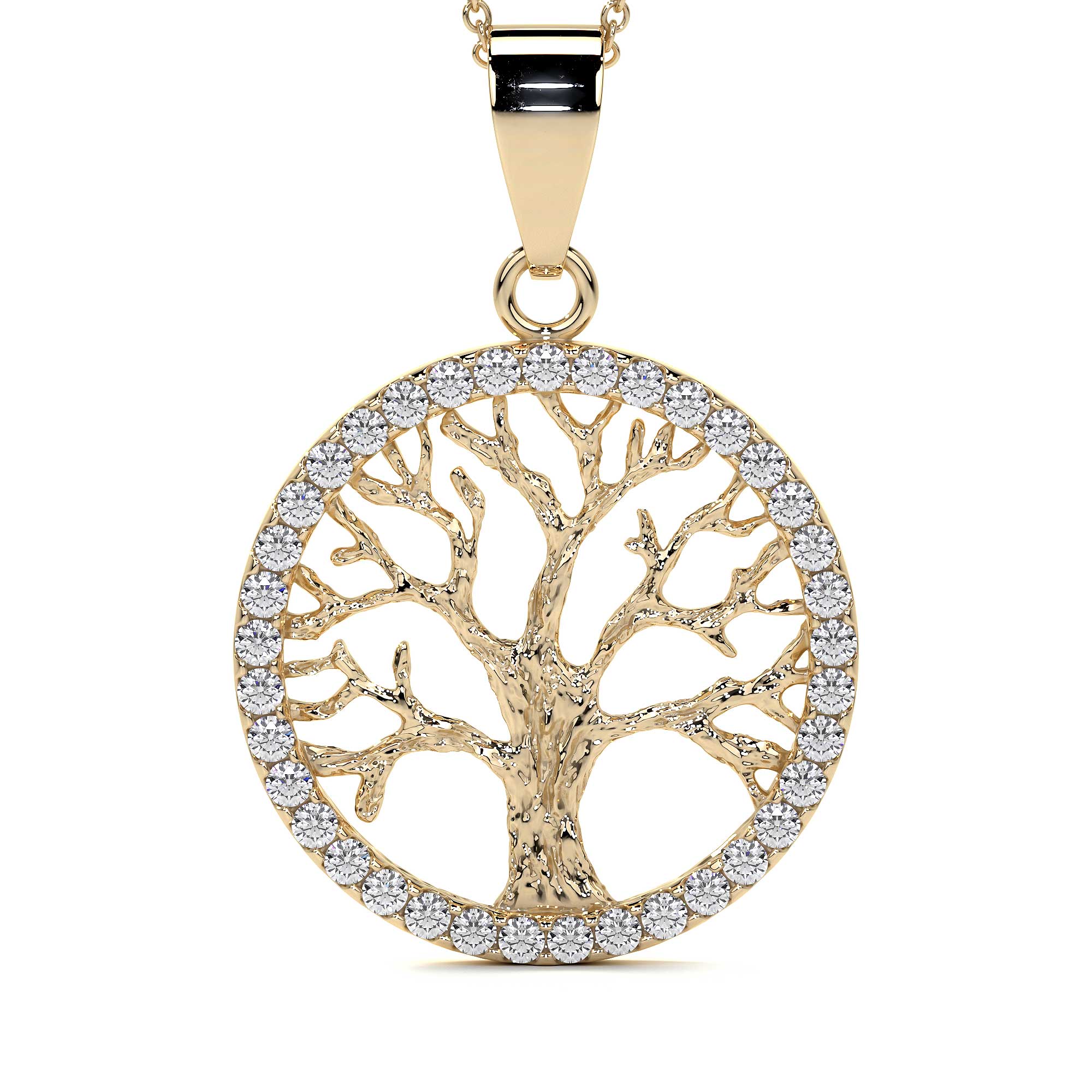 Collar De Arbol De La Vida De 14k Con Zirconia Dorado