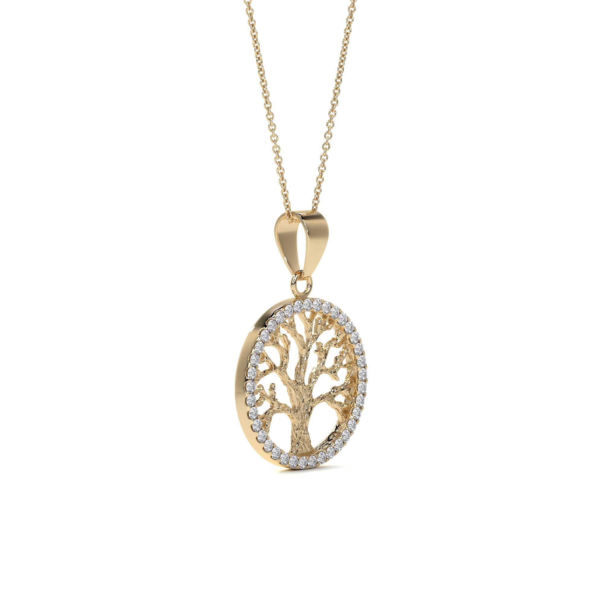 Collar De Arbol De La Vida De 14k Con Zirconia Dorado