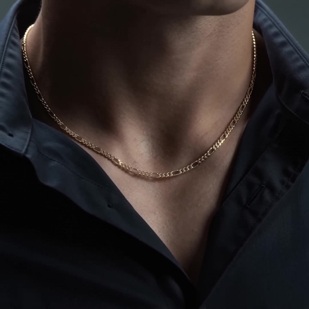 Cadena De Oro 10k Figaro 3x1 Italiana Unisex 3.5mm