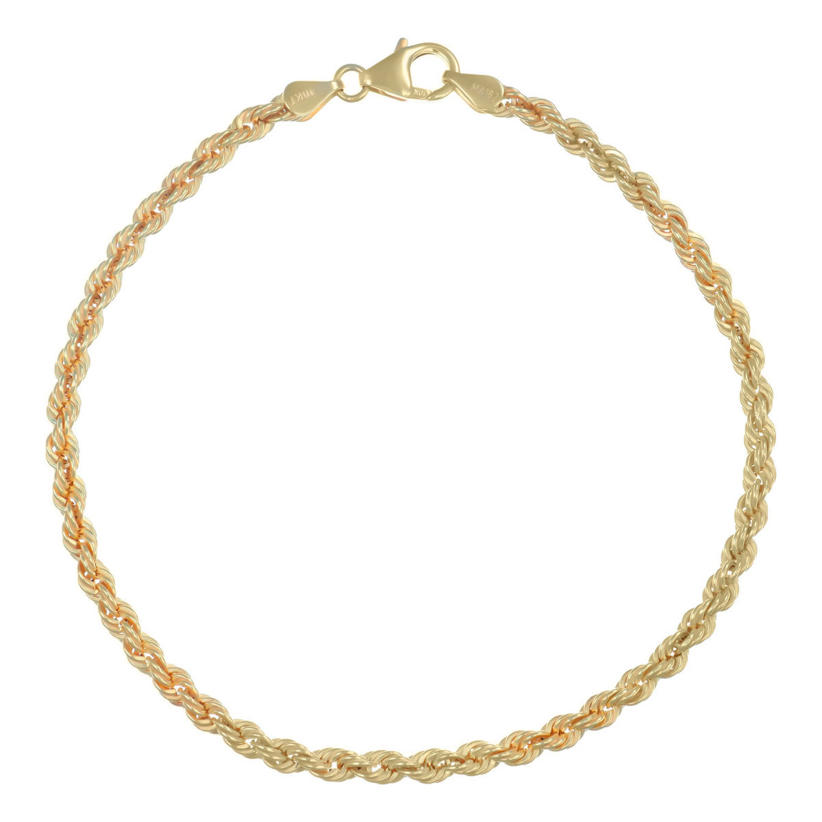 Pulso Torsal De Oro Italiano 10k, Calibre 3.3mm, 18.5 Cm