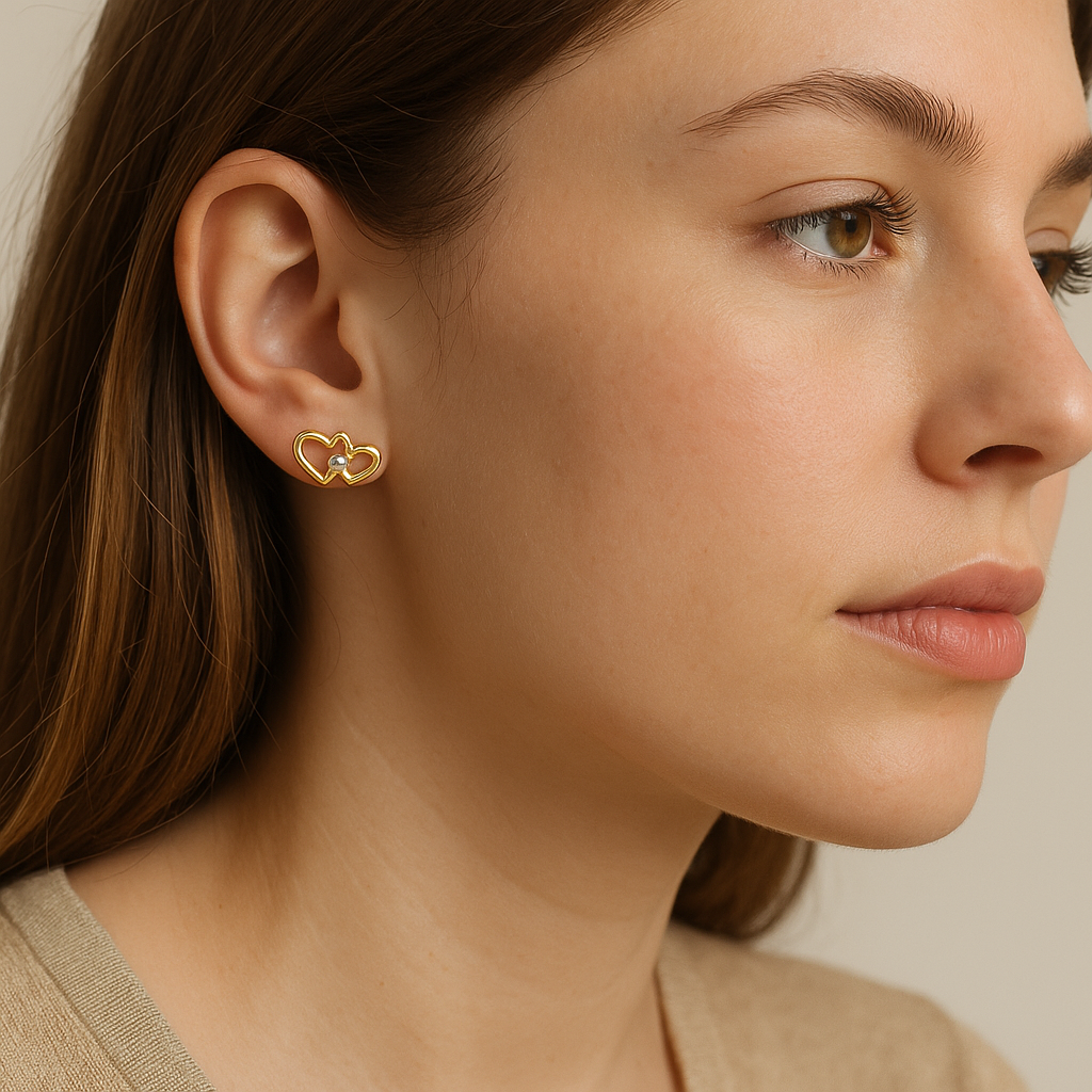 Arete Con Figura De Corazones Entrelazados 10k 1.60 Gr